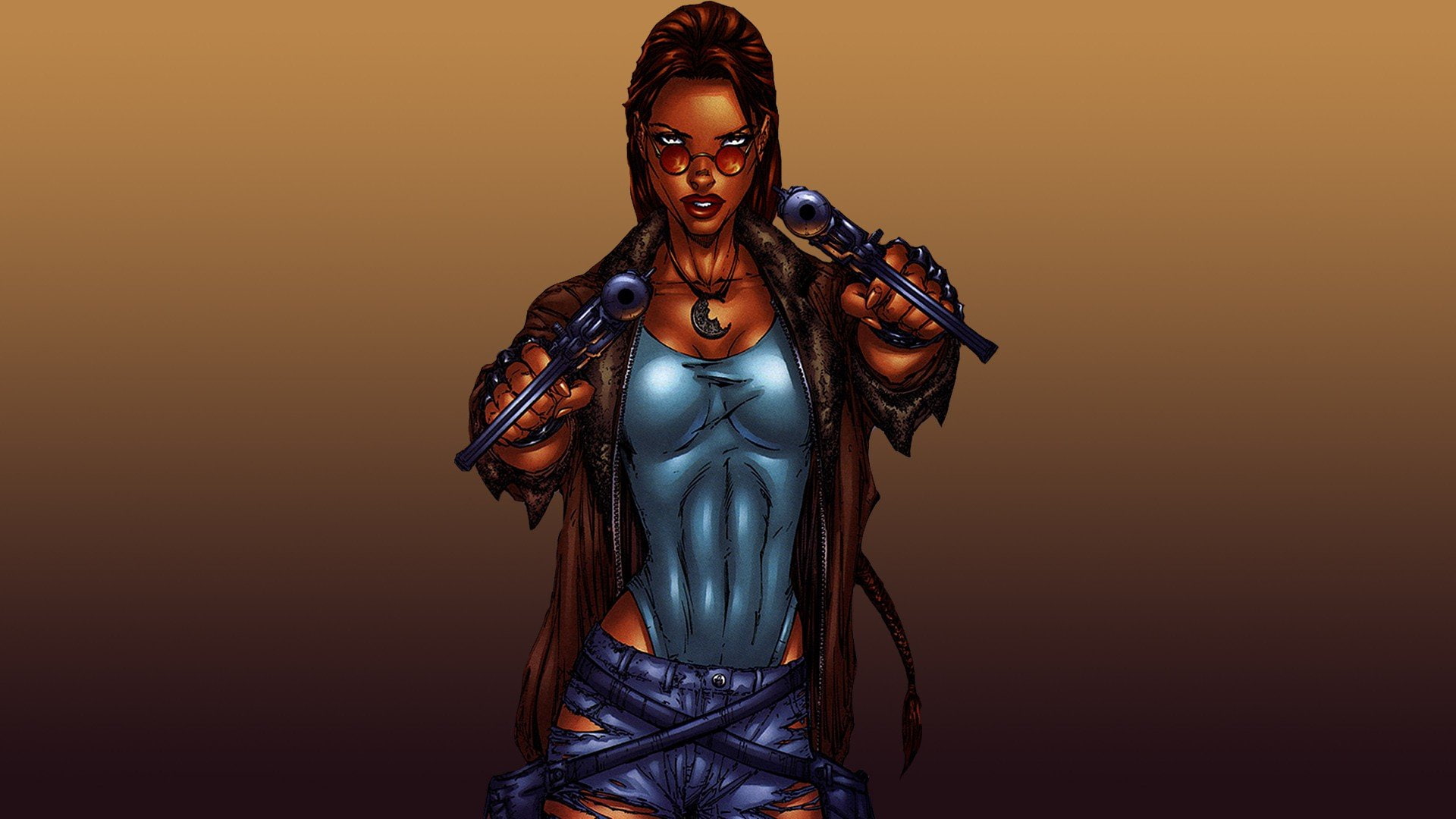 comics, Lara Croft, Michael Turner, illustration, Tomb Raider, 1080P, weapon, HD Wallpaper