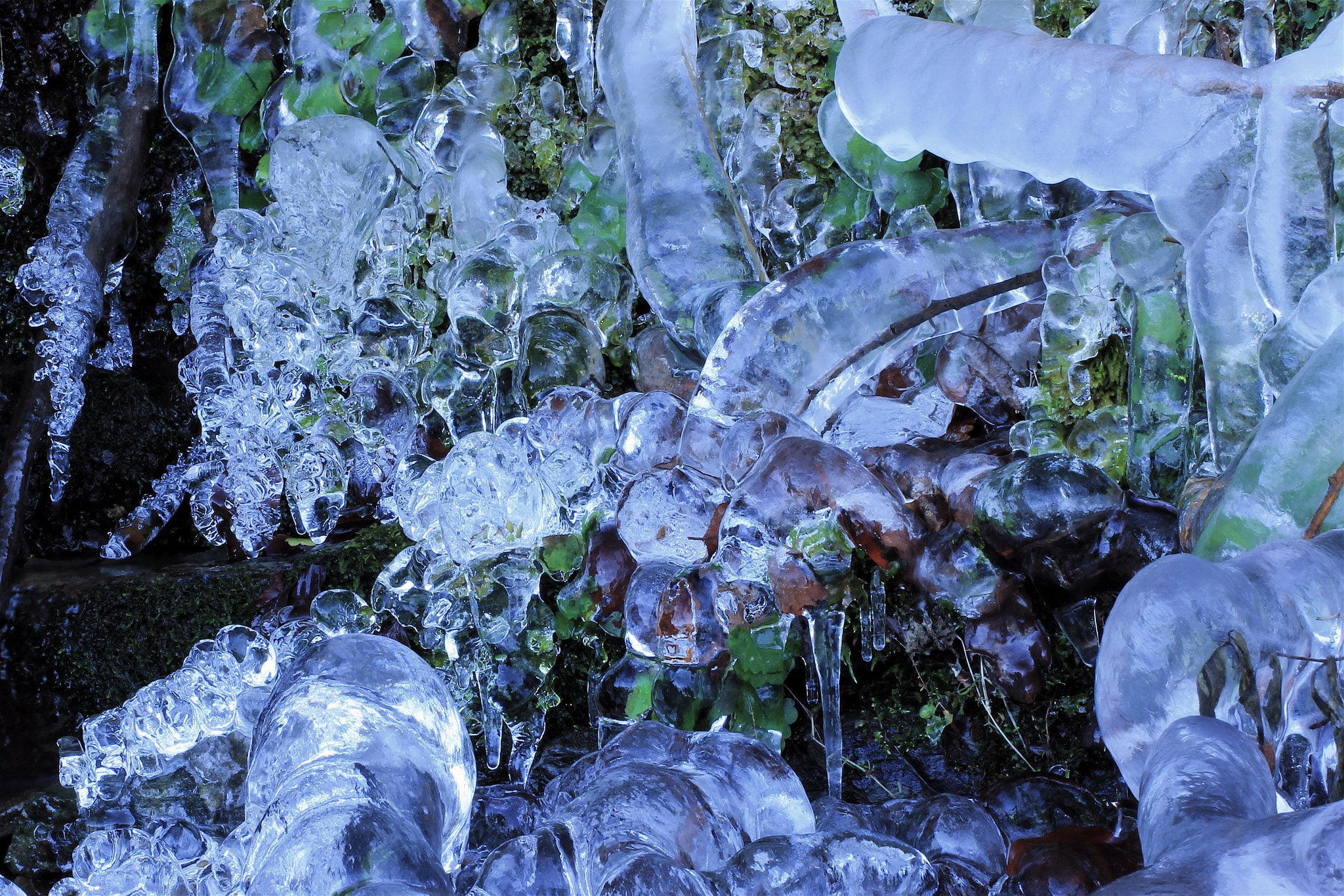 textures, frozen, macro, water, ice, 1080P, winter, art, nature, reflexions, sculptures, HD Wallpaper