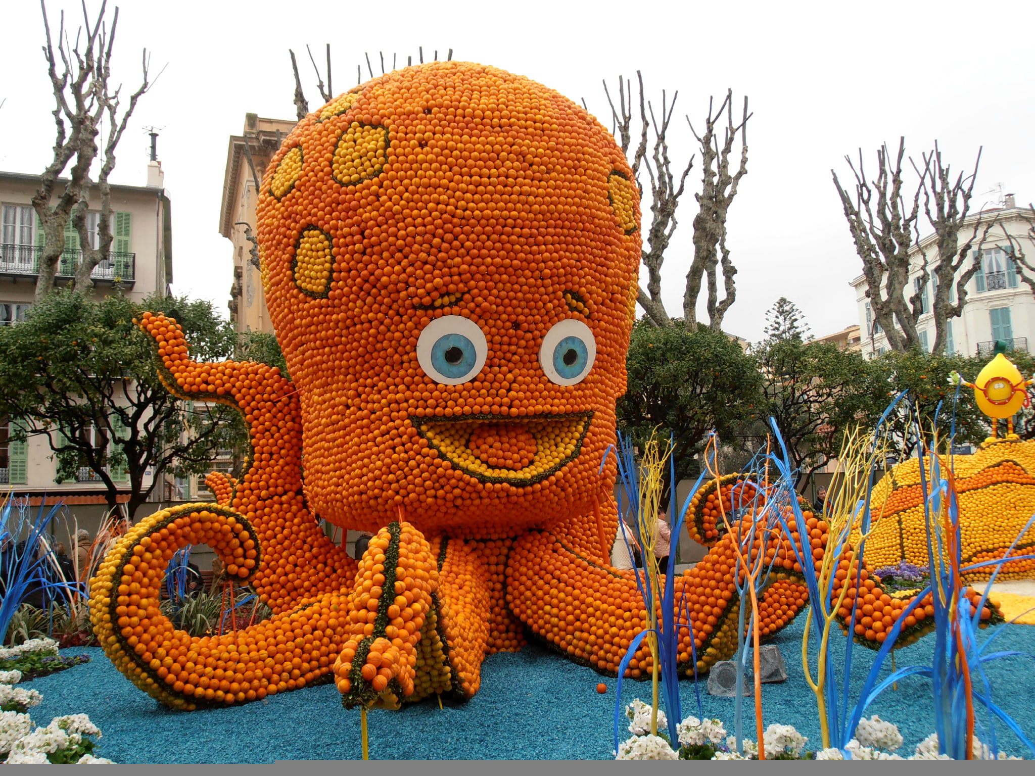 oranges, lemons, Lemon Festival, festival, France, composition, octopus, design, fruit, 1080P, Menton, HD Wallpaper