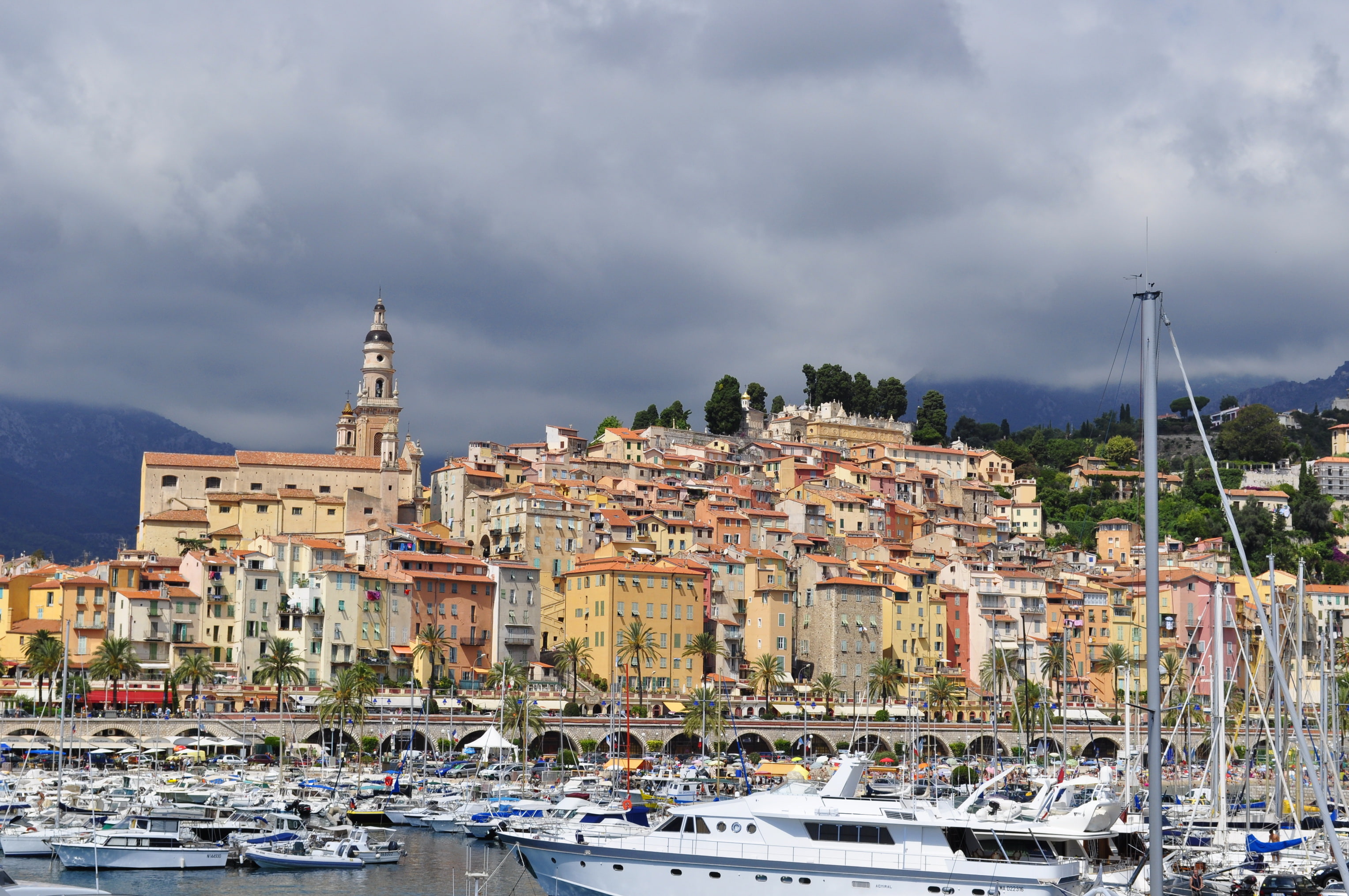 houses, boat, marina, menton, 2K, cities, france, HD Wallpaper