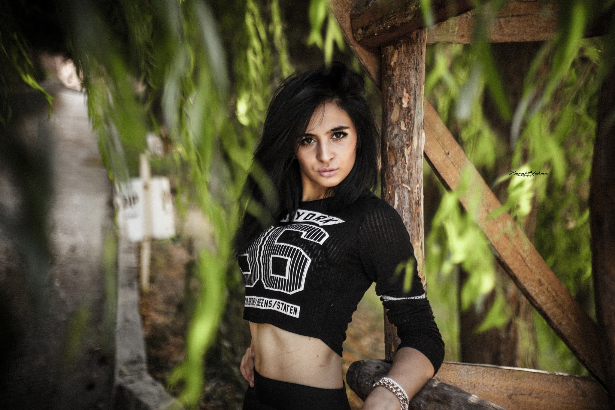 belly, portrait, black hair, Berat Atakan, 1080P, women, HD Wallpaper