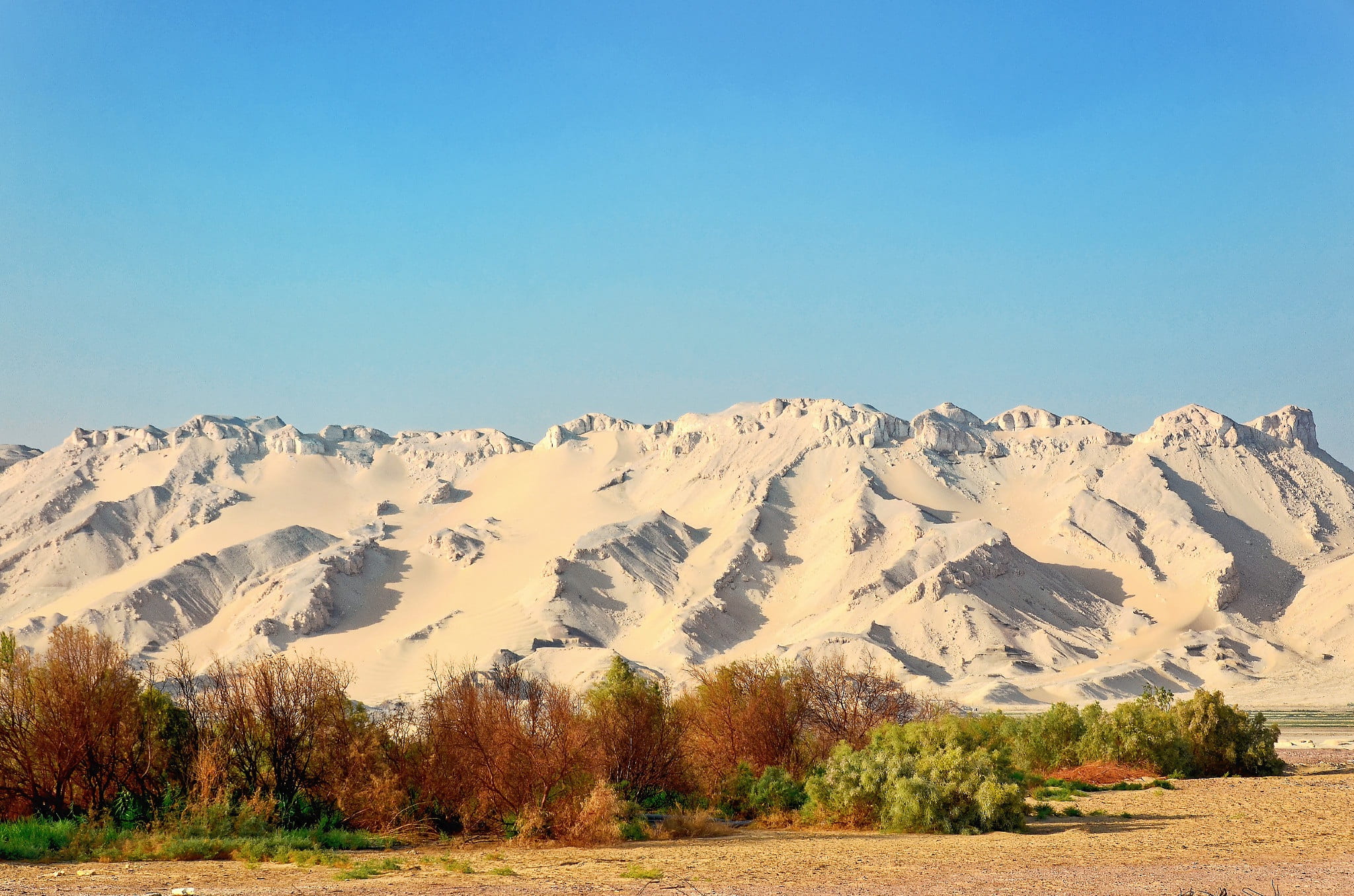 libyan desert, mountain, tree, sky, mountain range, no people, travel, plant, non-urban scene, copy space, semi-arid, outdoors, landscape, oasis-el qasr, HD Wallpaper