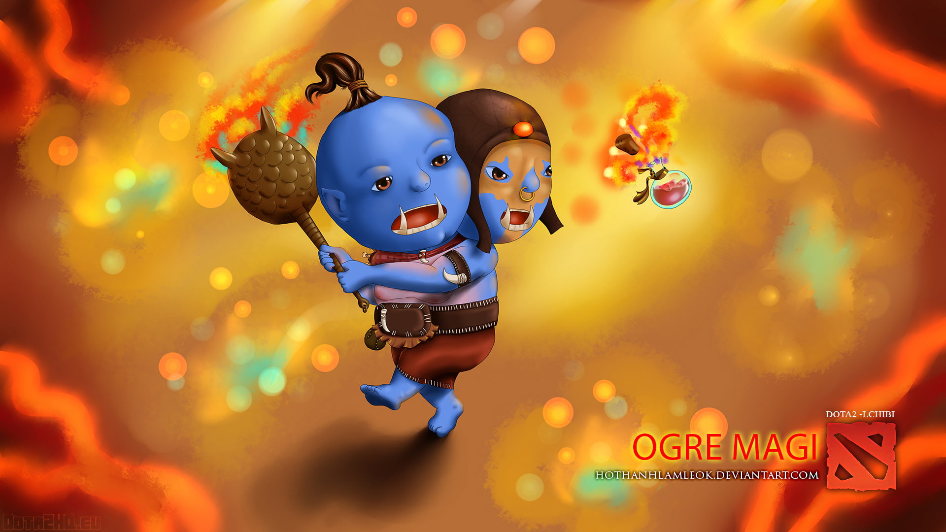 dota, ogre, magi, art, 1080P, HD Wallpaper