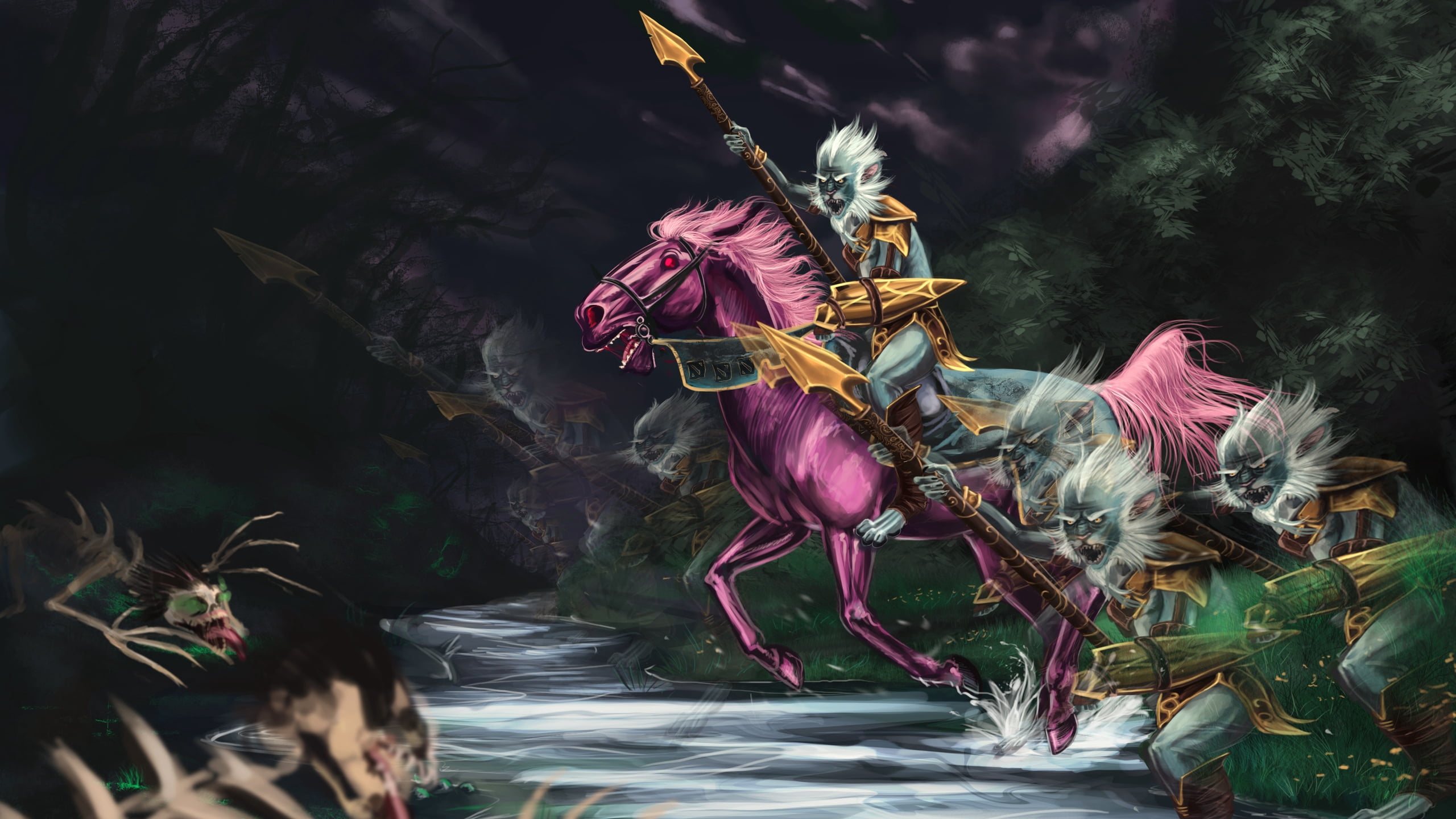 craft, art, fantasy, day, human representation, spirituality, phantom lancer, horse, people, art and craft, representation, water, character, dota 2, no people, HD Wallpaper