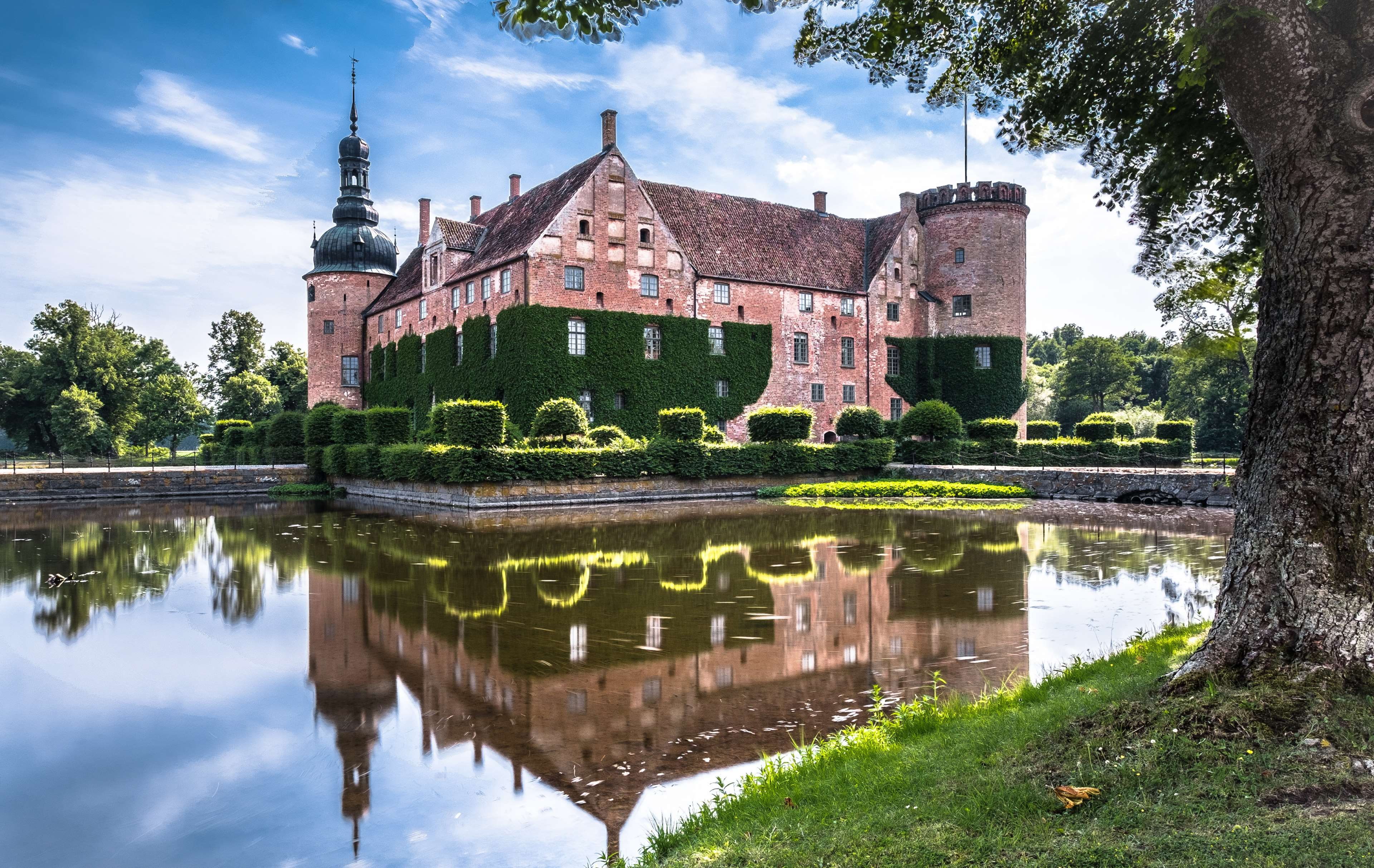 water, imperial, castle, gothic, chateau, lake, tree, places of i, cloud - sky, park, travel, daylight, the past, old building, historic, day, noble, travel destinations, HD Wallpaper