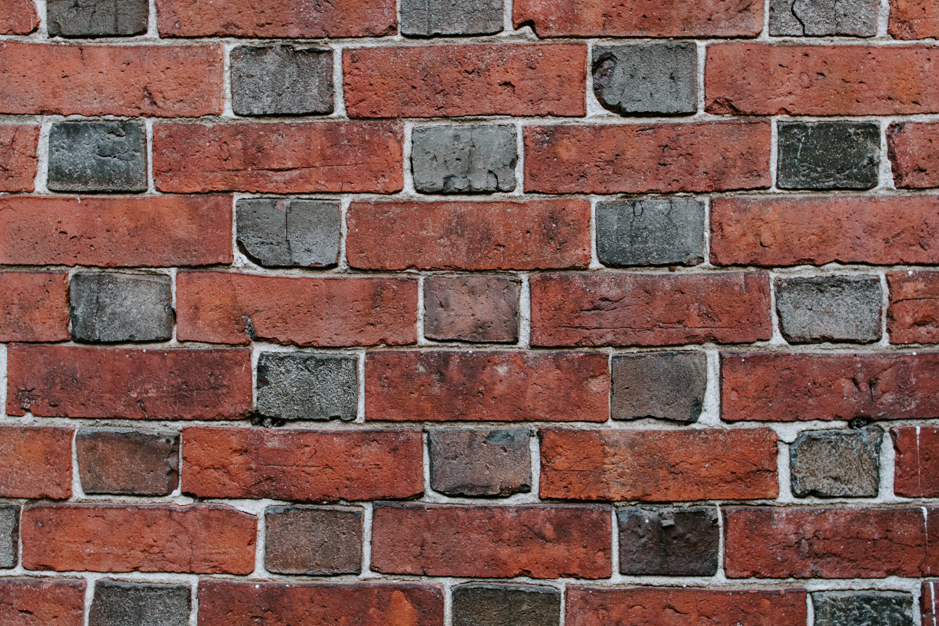 2K, chips, pattern, black, brown, brick, rows, no people, grout, full frame, brick wall, old, cracked, construction material, wall, built structure, outdoors, HD Wallpaper