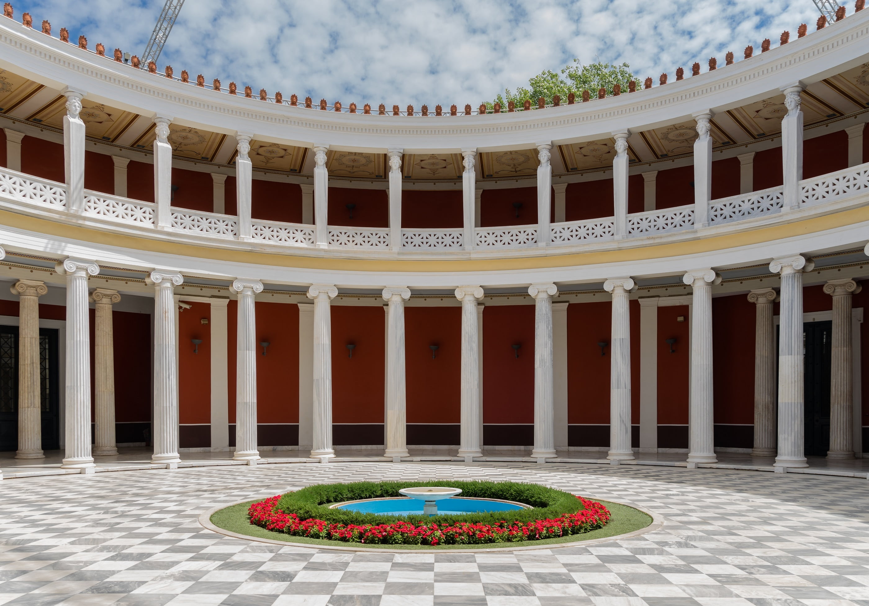 outdoors, landmark, columns, plant, sky, mediterranean, architectural feature, day, architecture, fountain, travel destinations, atrium, built structure, HD Wallpaper