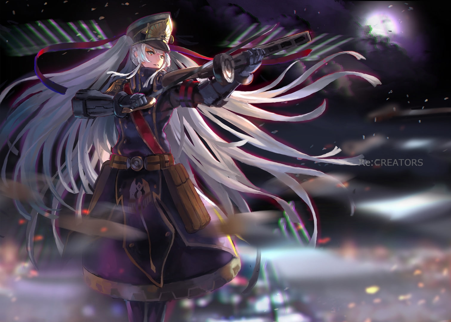 re: creators, 720P, rifle, military uniform, long hair, Anime, gunpuku no himegimi, HD Wallpaper