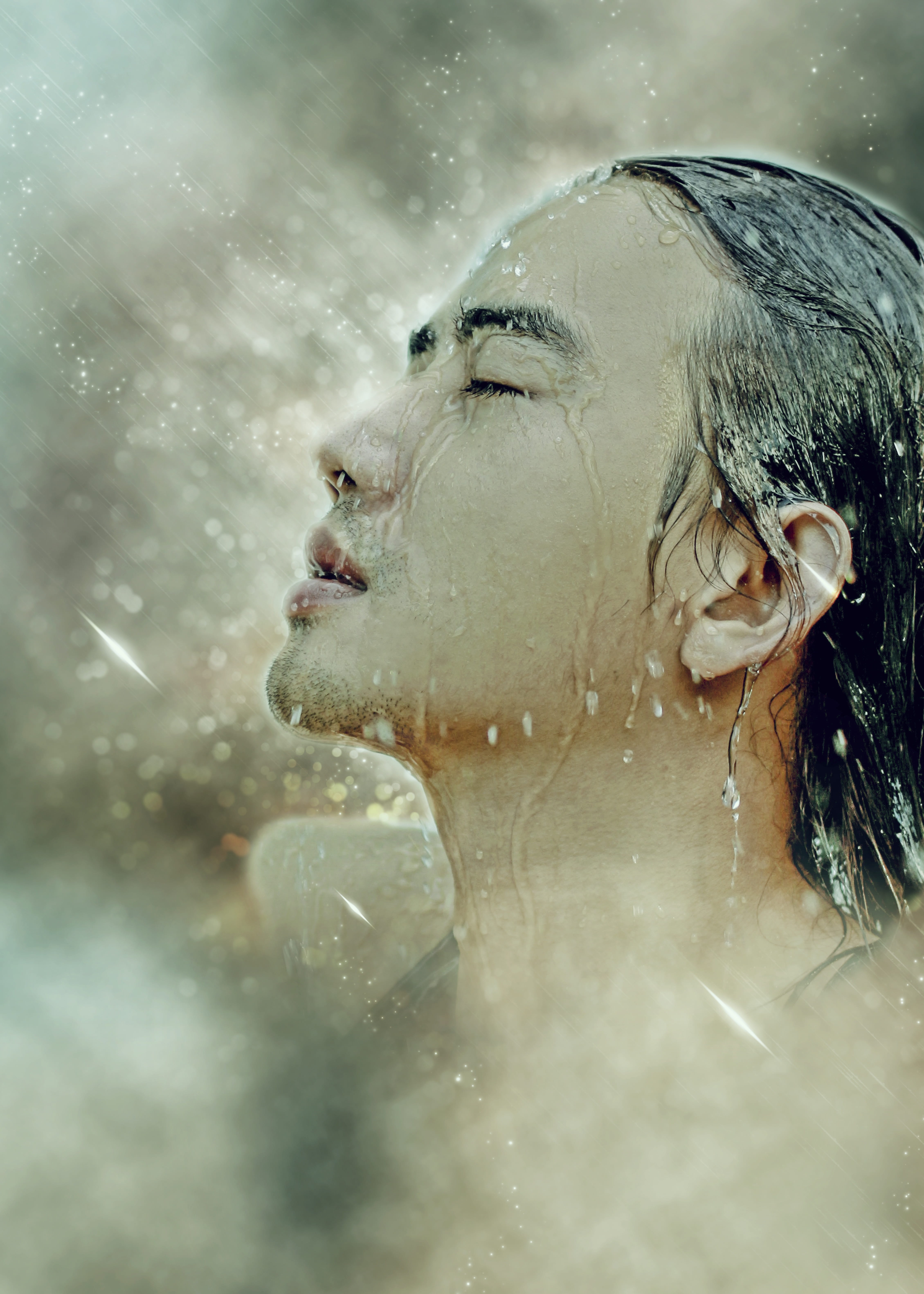 digital manipulation, outdoors, male, portrait, young women, wet hair, 5K, winter, nature, profile view, plunge, side view, lifestyles, snowing, women, Phone HD Wallpaper