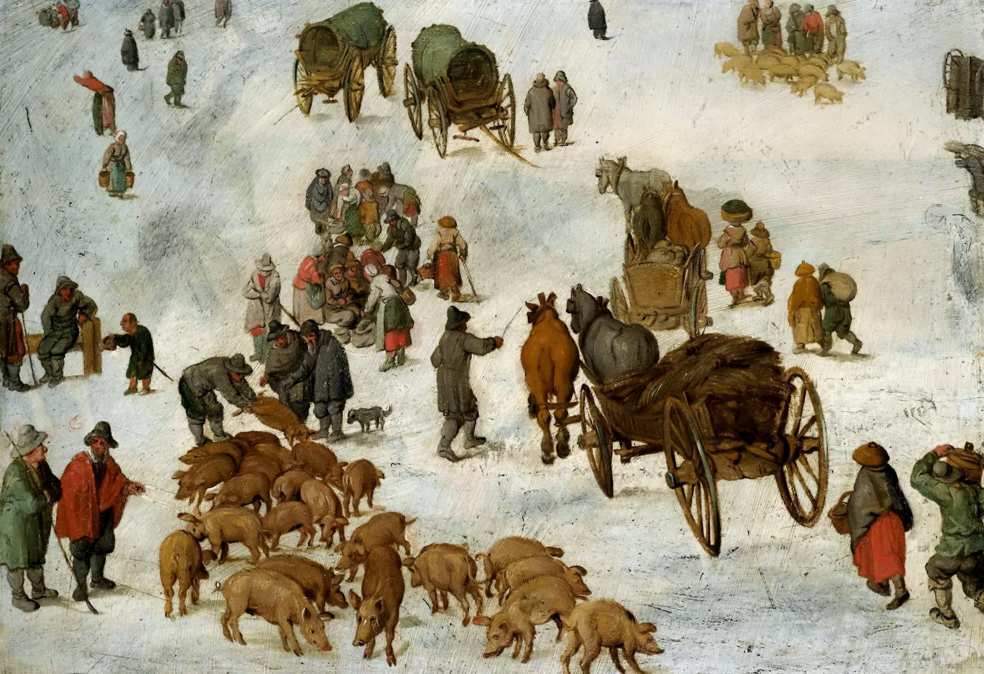 The sketch to the Pig Market, picture, Jan Brueghel the younger, genre, 1080P, HD Wallpaper