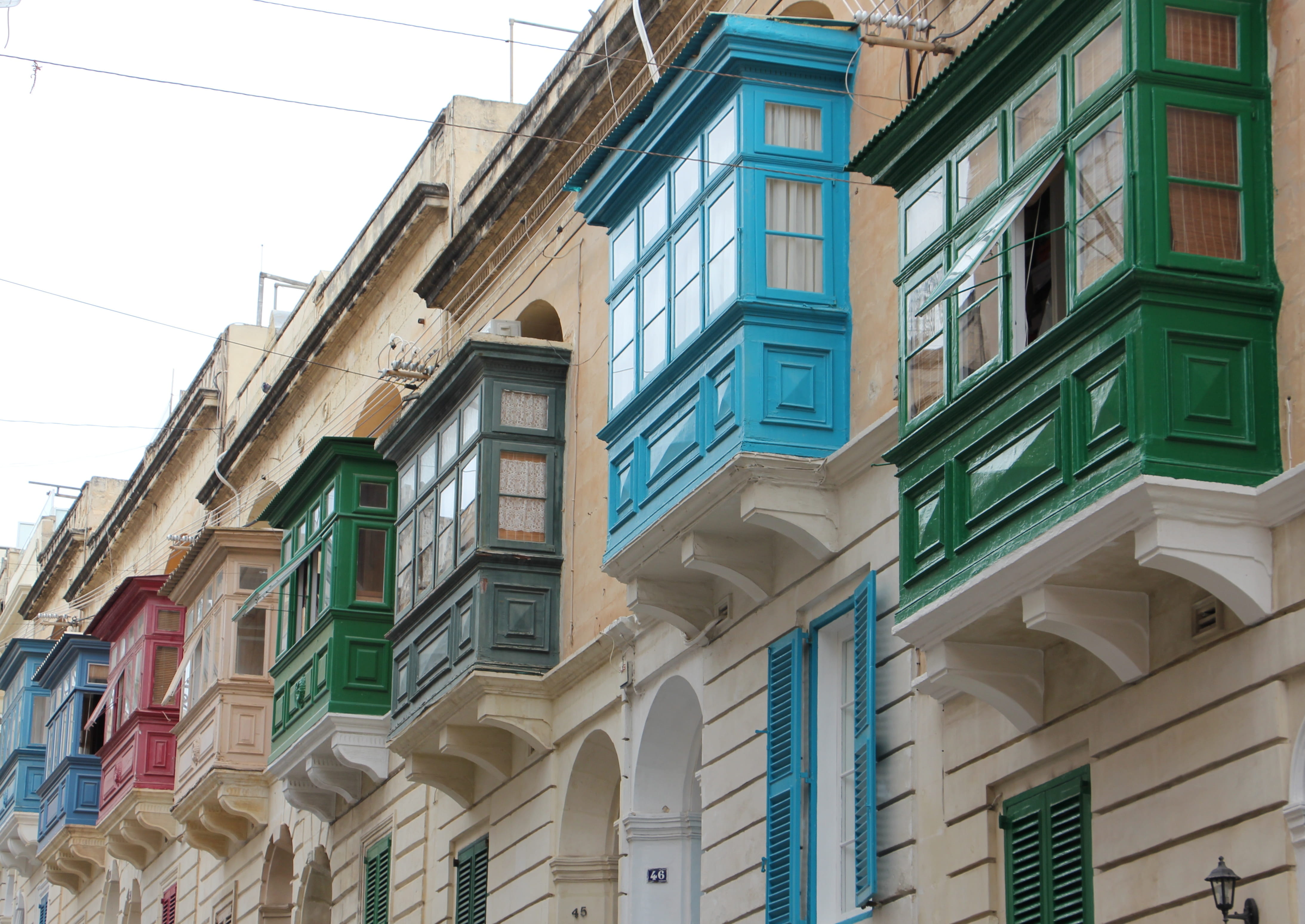 multi colored, green, malta, nature, window, 4K, windows, built structure, in a row, island, day, pattern, colour, residential district, outdoors, blue, HD Wallpaper