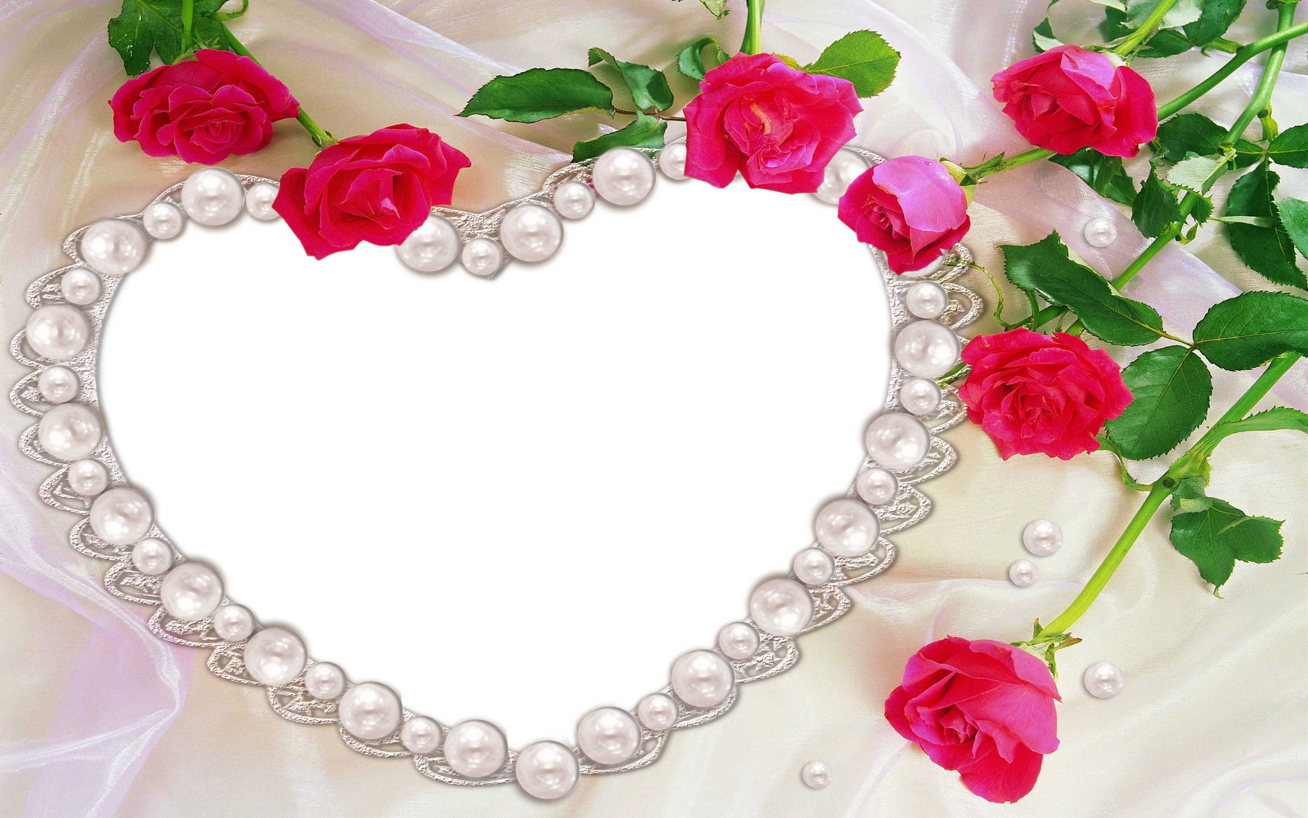 2K, roses, heart, frame, album, wedding, photo, pearl, HD Wallpaper