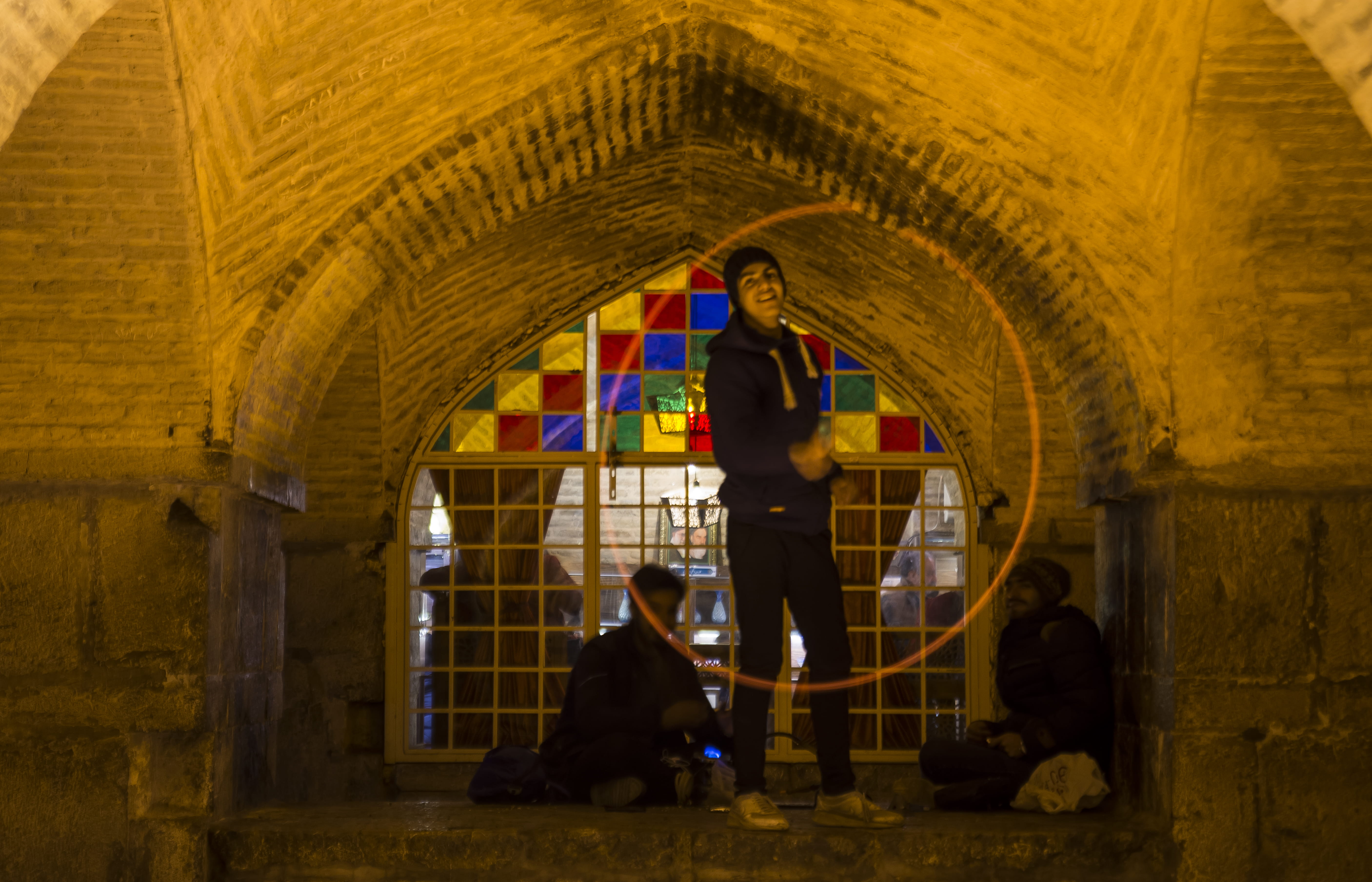 esfahan, dungeon, women, real people, fire, human, crypt, person, city night, architecture, lighting, bridges, arch, leisure activity, illuminated, full length, HD Wallpaper