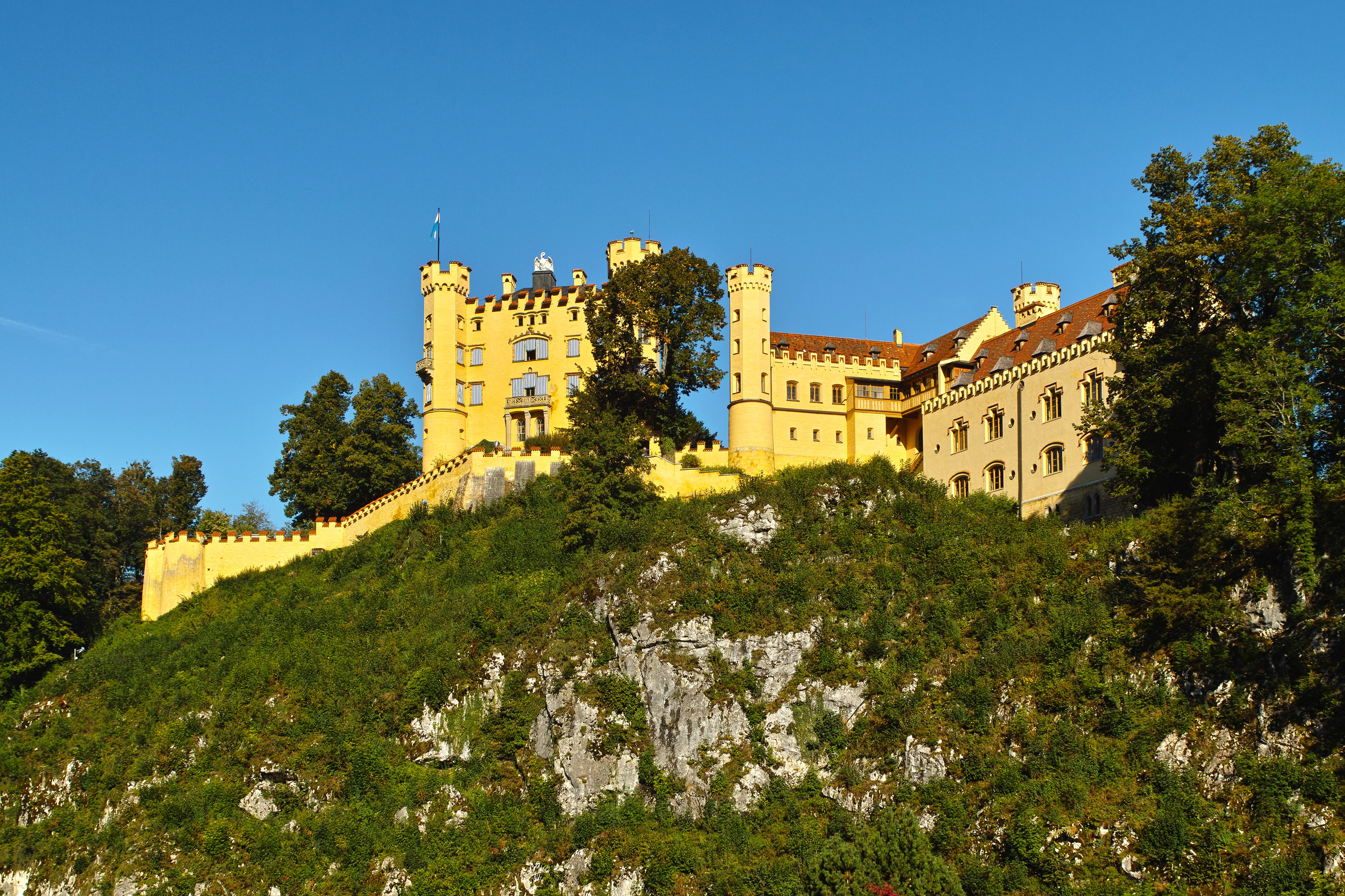 building exterior, sky, the past, king of the castle, nature, day, abbey, history, plant, castle, travel destinations, hohenschwangau, tree, ancient, building, HD Wallpaper