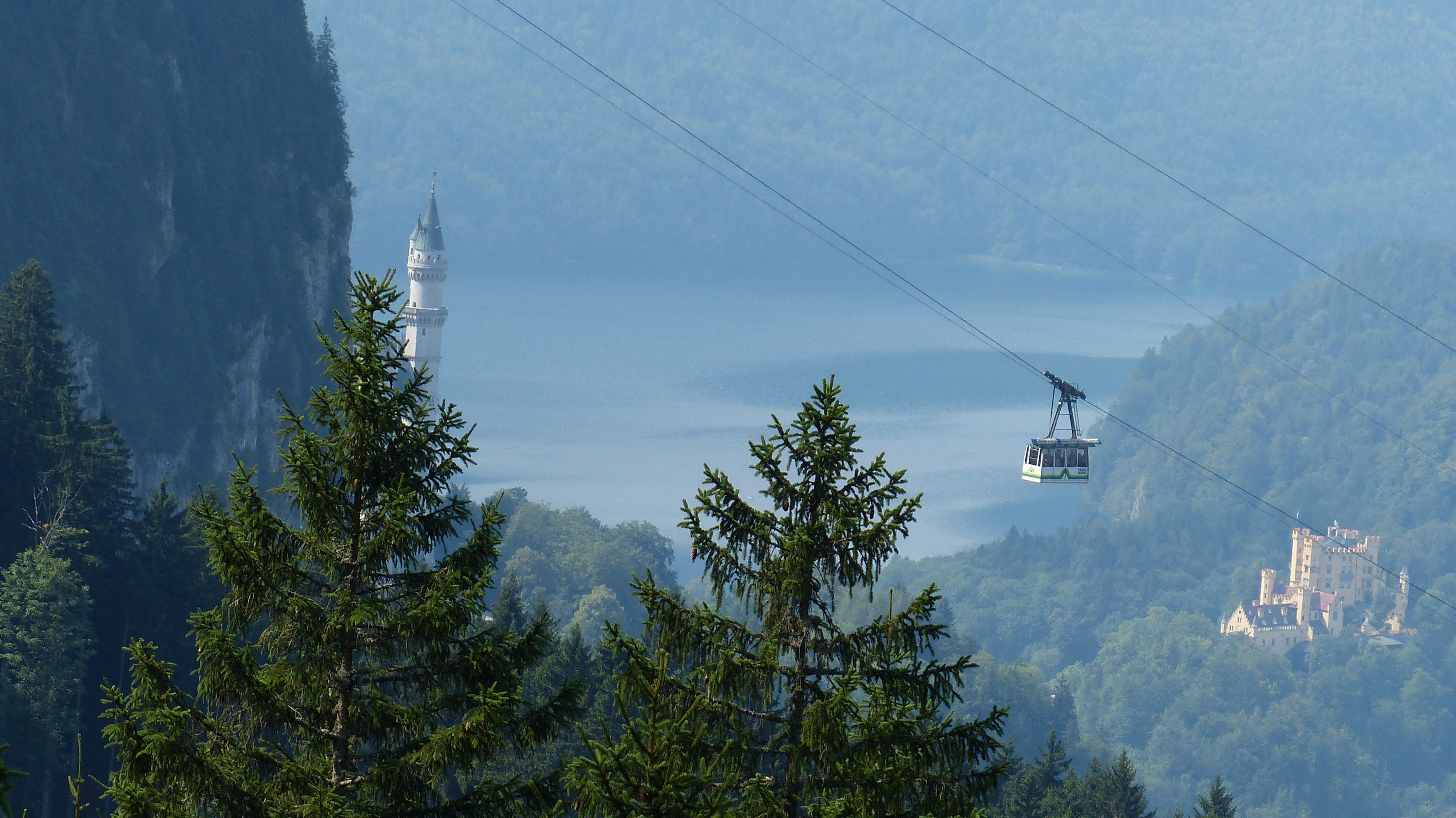 forest, nature, mode of transportation, mountains, transportation, beauty in nature, sky, ski lift, overhead cable car, fairy castle, cable car, cable, HD Wallpaper