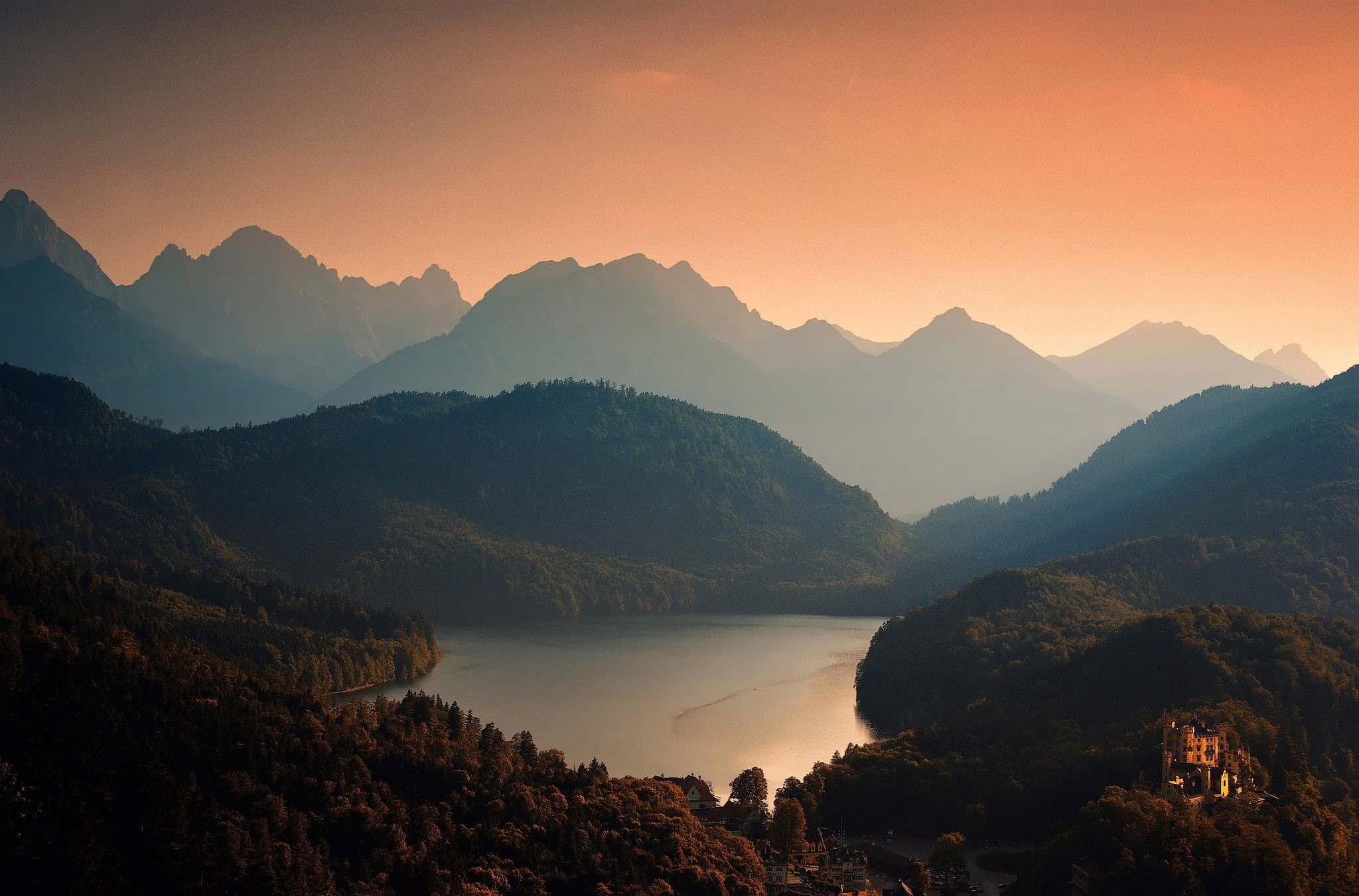 Hohenschwangau Castle, Germany, Bavaria, 1080P, Lakes, Wood, Forest, Mountain, Castle, Lake, HD Wallpaper