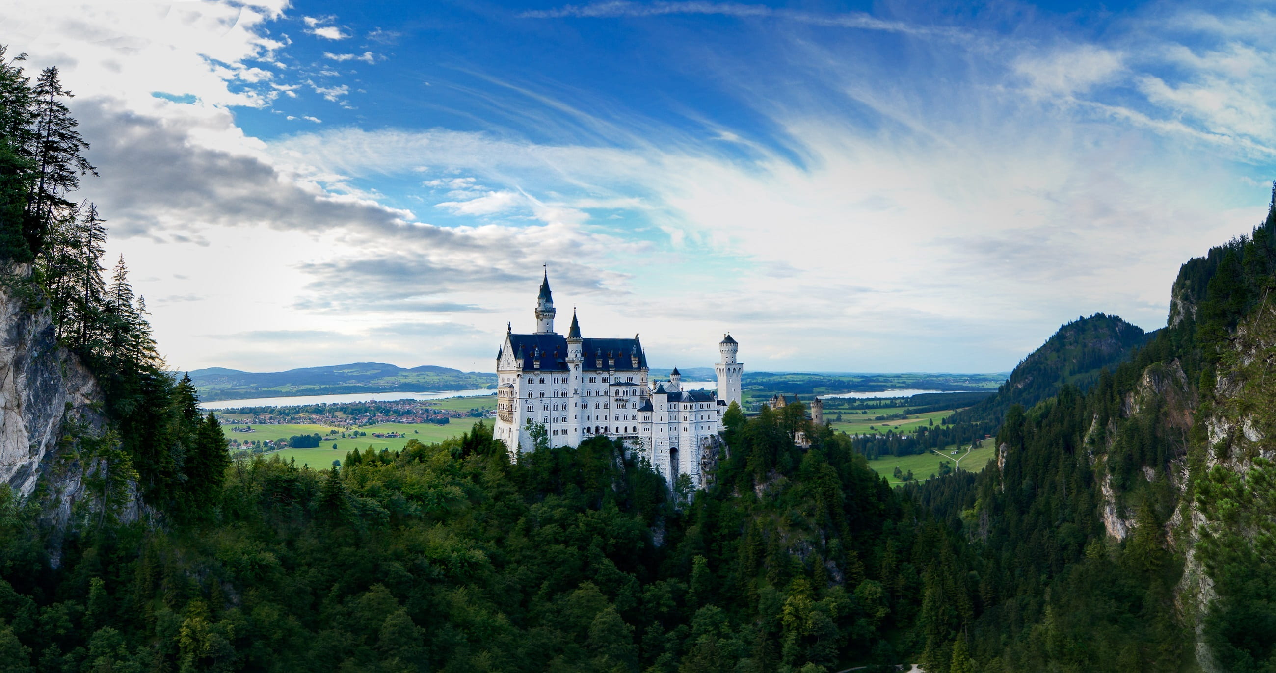 ludwig ii, concrete, history, no people, spire, castle, romanesque revival, germany, scenics - nature, day, white, tourism, nature, cloud - sky, tower, HD Wallpaper