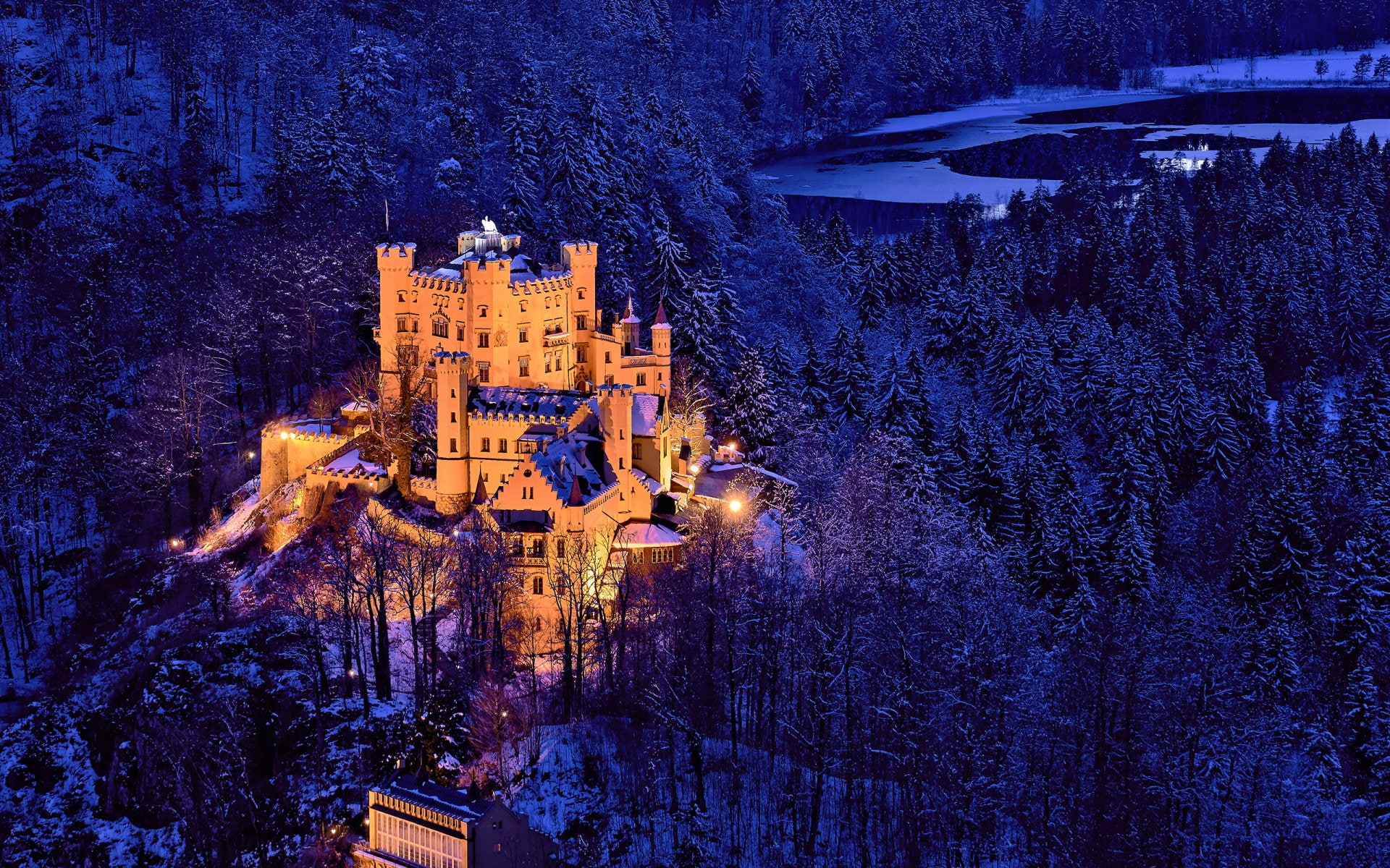 1080P, Castles, Snow, Hohenschwangau Castle, Architecture, Castle, HD Wallpaper