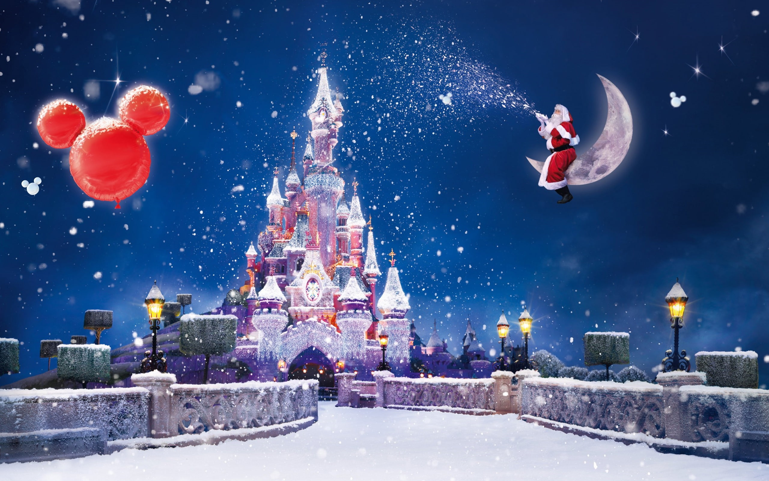 Snow, Flying, Christmas, 2K, Castle, New, Year, Disney, HD Wallpaper