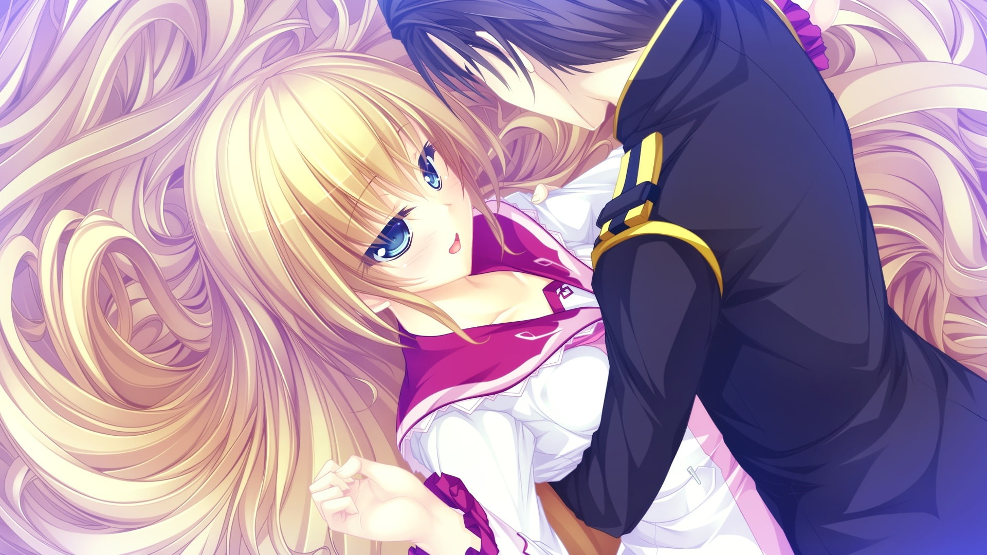 whirlpool, usotsuki, tenmaso, ohime sama, ouji, nayameru, blue, long, izumi, tsukioka, hair, seifuku, eyes, game, 1080P, blonde, HD Wallpaper