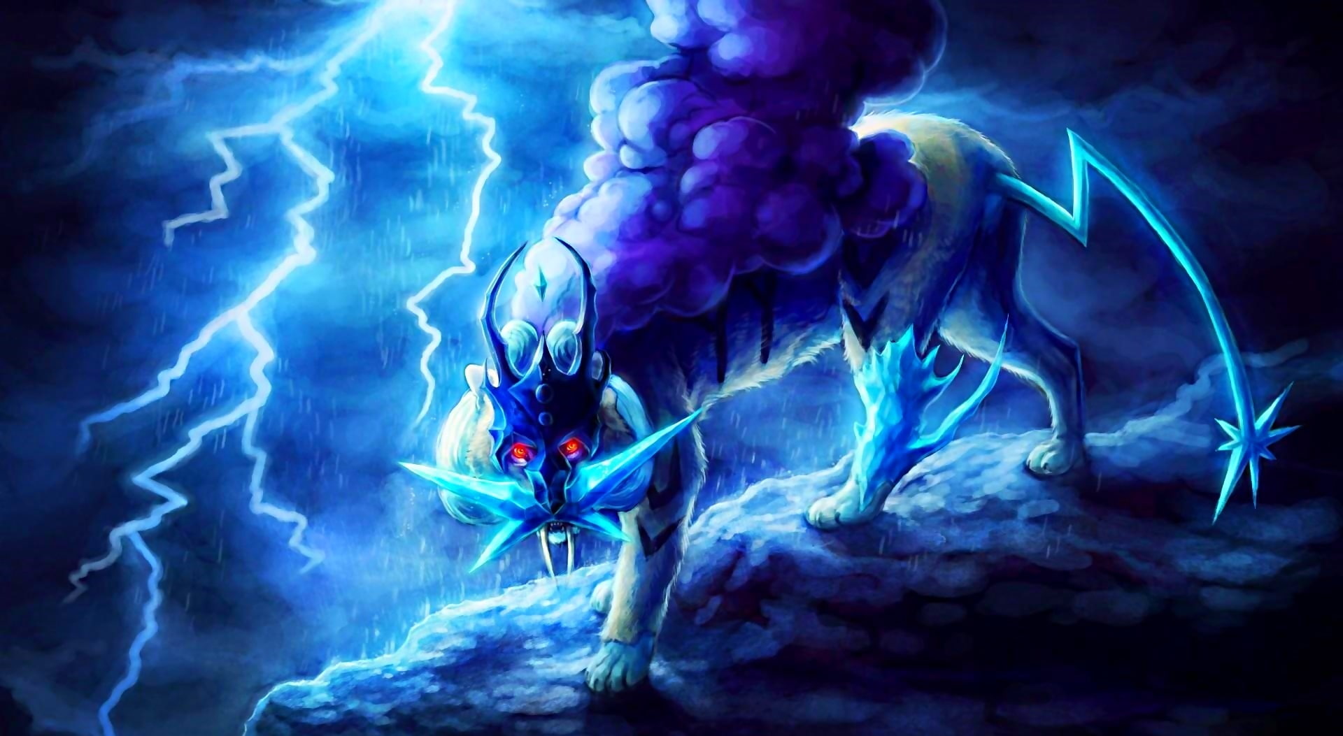 animal wildlife, 1080P, Games, illuminated, motion, blue, Other Games, no people, fantasy, pokemon, creativity, rock, smoke - physical structure, HD Wallpaper