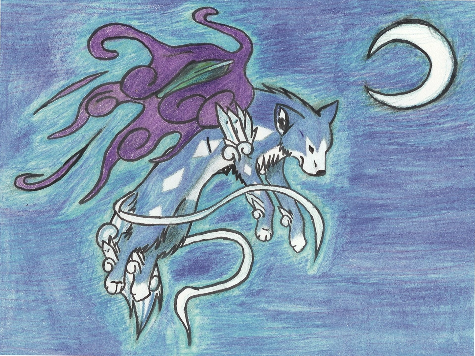 1080P, Suicune (Pokémon), Video Game, Crossover, Ōkami, HD Wallpaper