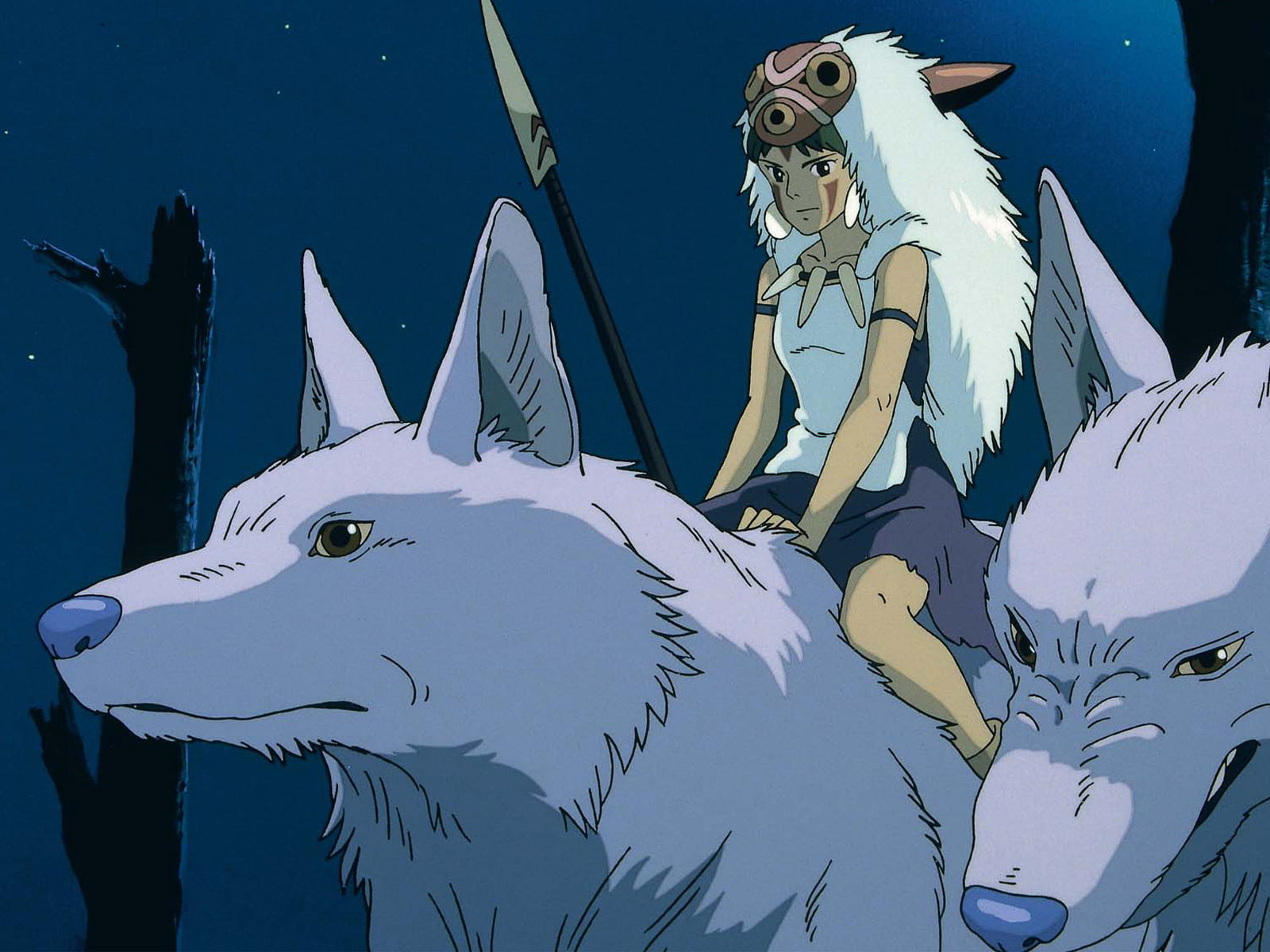 720P, weapon, hime, ghibli, wolf, san, mask, spear, mononoke, HD Wallpaper