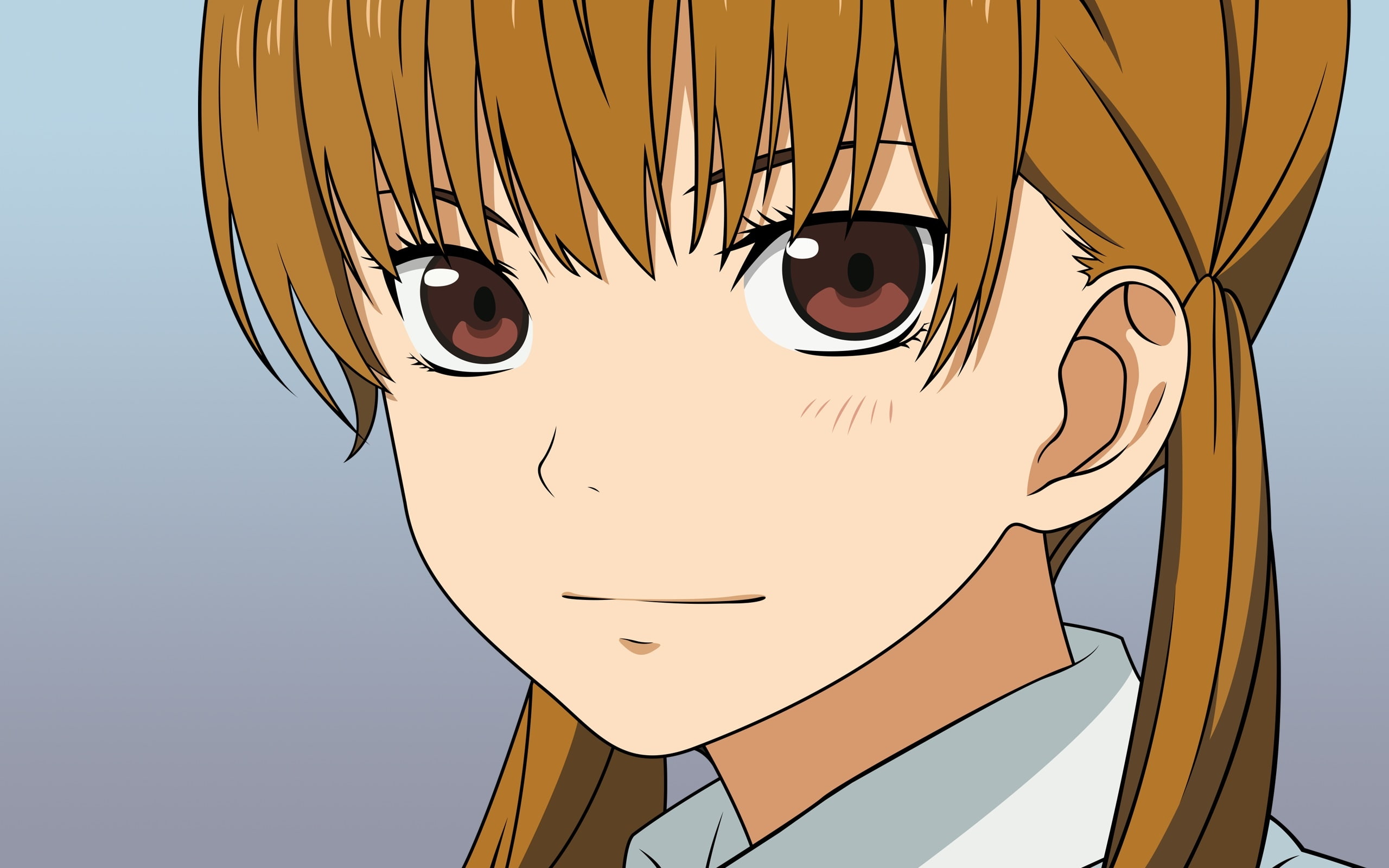 konachan, close, kaibutsu-kun, vector, brown, 2K, gradient, eyes, com, hair, mizutani, shizuku, tonari, 244974, HD Wallpaper