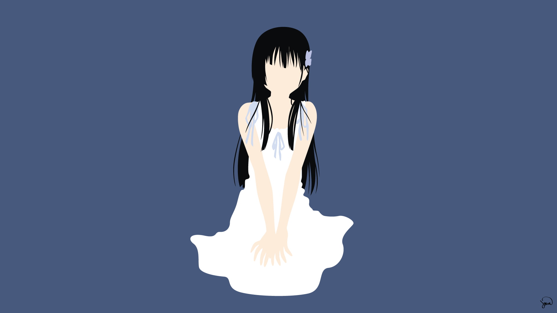 anime, Sankarea, colored background, young adult, 1080P, anime girls, white color, copy space, minimalism, blue background, art and craft, cut out, women, HD Wallpaper