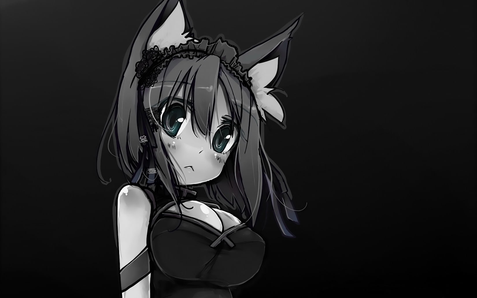 eyes, chihiro, dress, green, catgirl, black, original, photoshop, 720P, endou, chinese, nana, HD Wallpaper