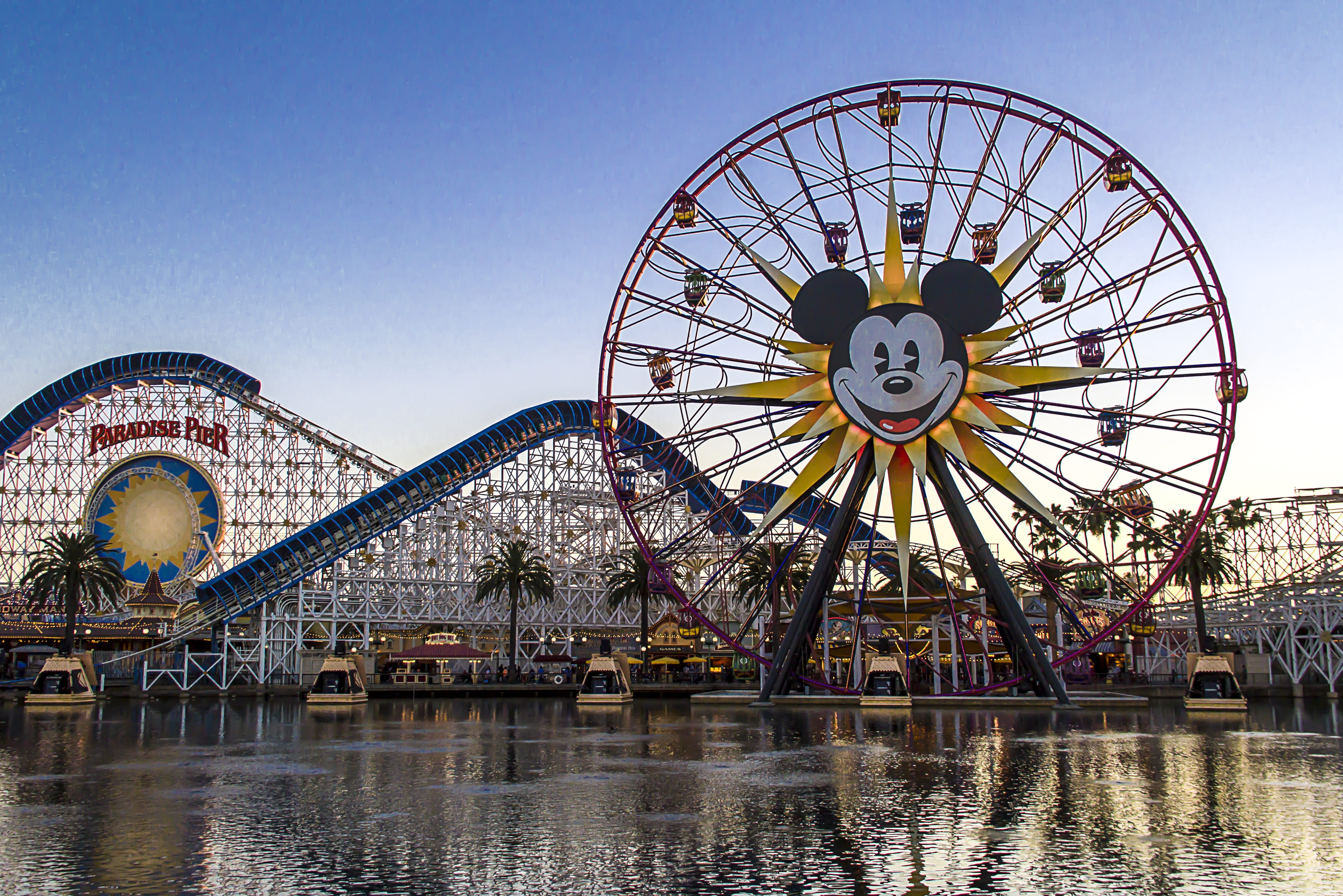 water, recreation, park, architecture, travel, nature, outdoors, mickey mouse, sky, usa, travel destinations, no people, clear sky, vacation, young, bridge, HD Wallpaper