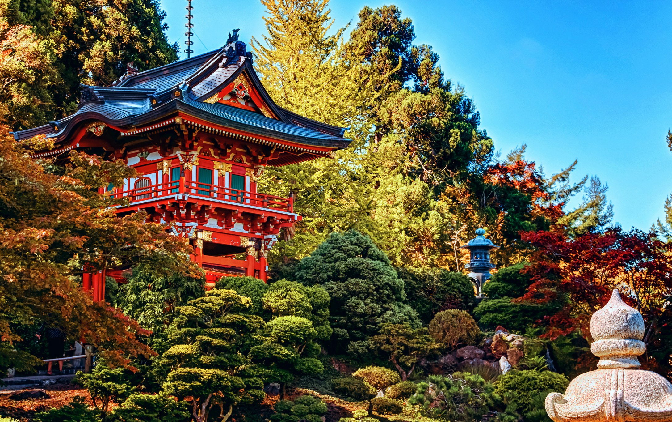 asian, 1080P, design, shrubs, gardem, nature, anaheim, oriental, disney, usa, park, disneyland, amusement, hdr, houses, california, HD Wallpaper