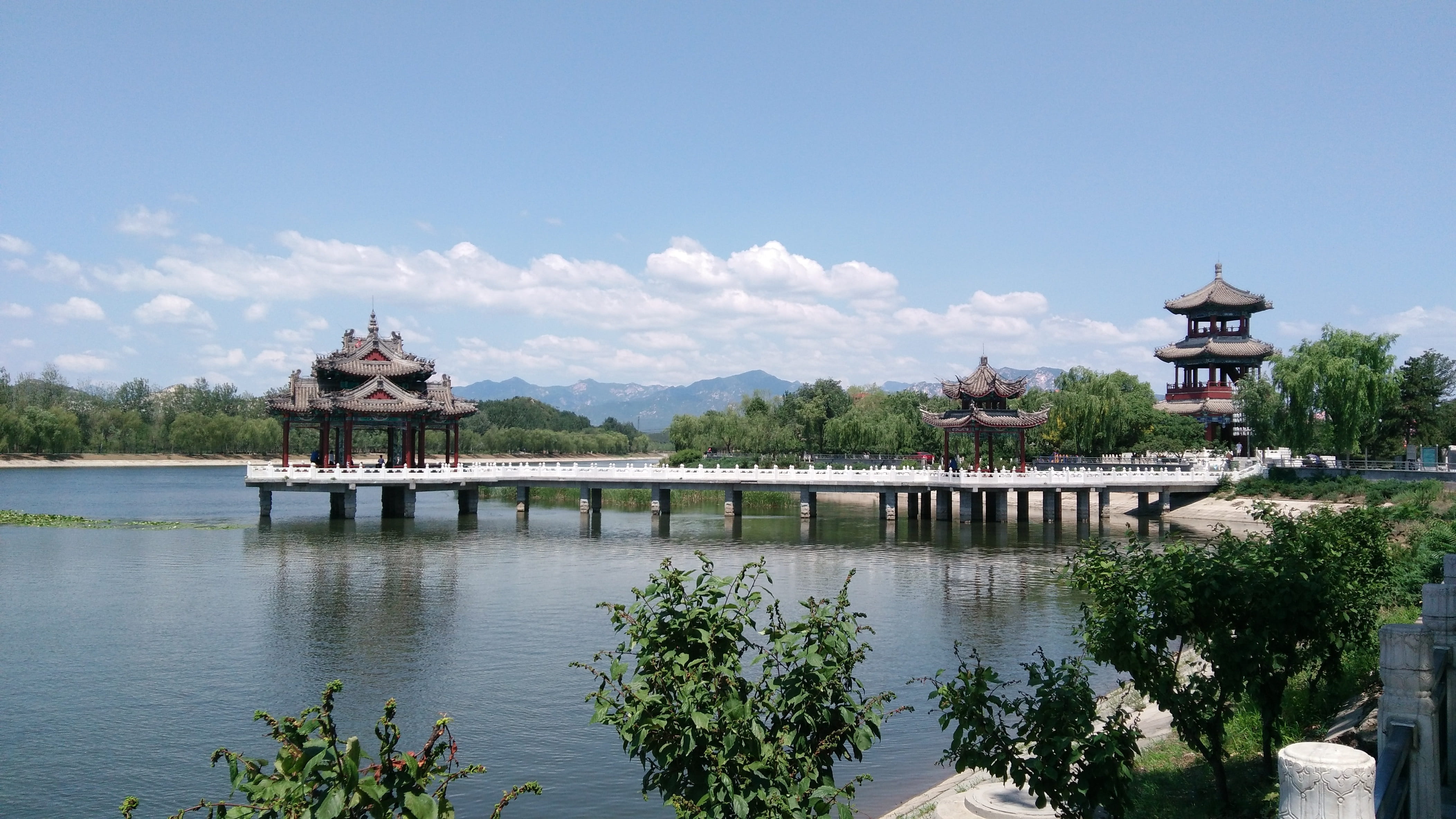 Lake View, building exterior, nature, 4K, tourism, travel, travel destinations, outdoors, religion, reflection, lake, beijing, Blue Sky, city, no people, HD Wallpaper