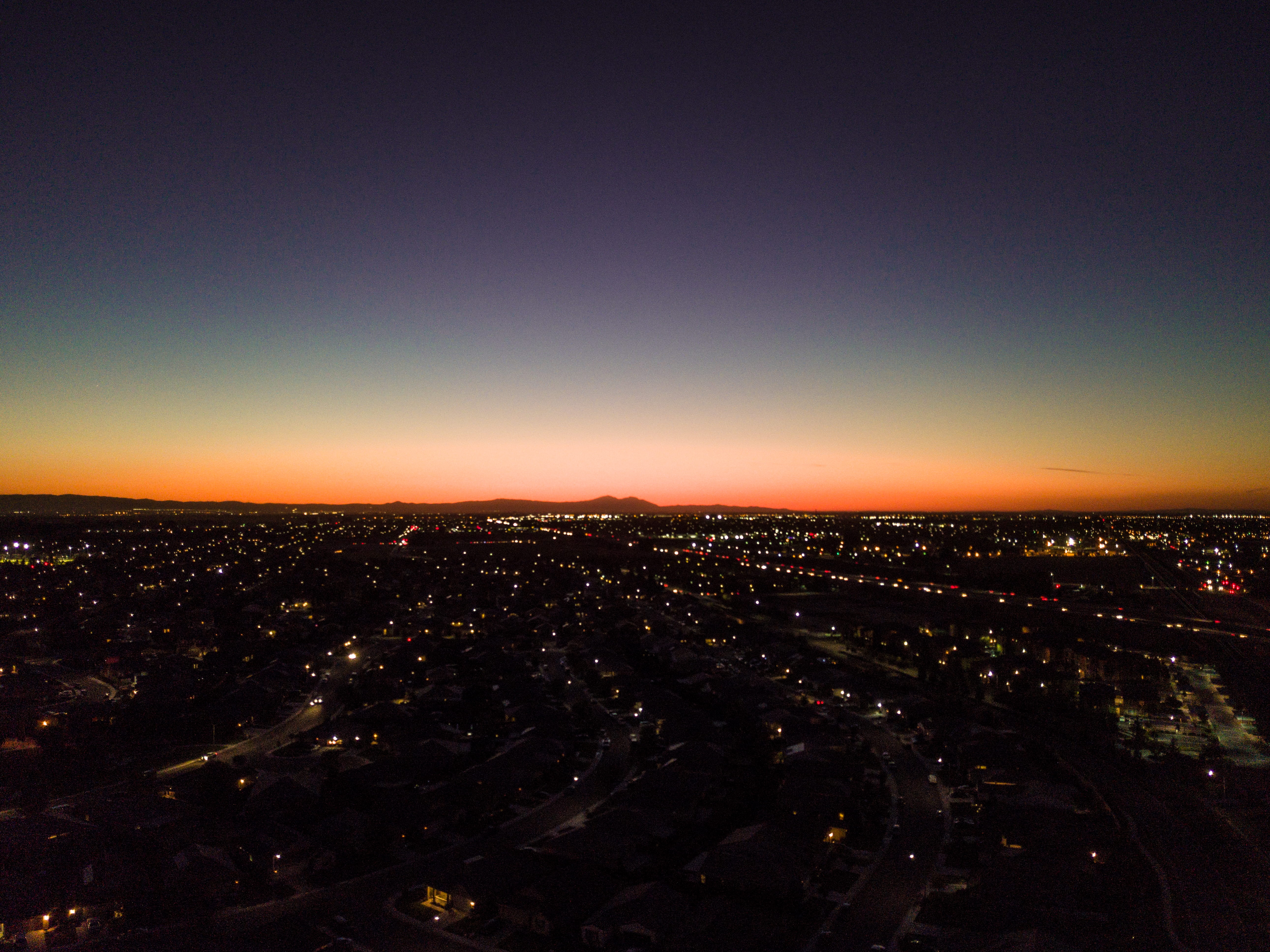 travel destinations, color, aerial view, sky, building, city life, illuminated, manteca, united states, copy space, high angle view, lights, skyscraper, HD Wallpaper