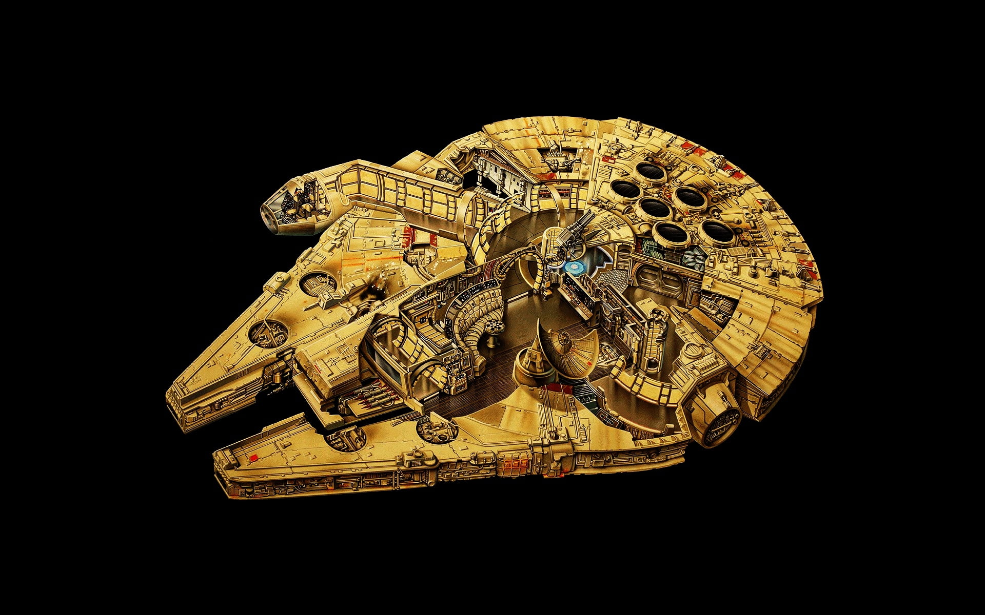 artwork, 1080P, Star Wars, vehicle, Han Solo, Millennium Falcon, digital art, HD Wallpaper