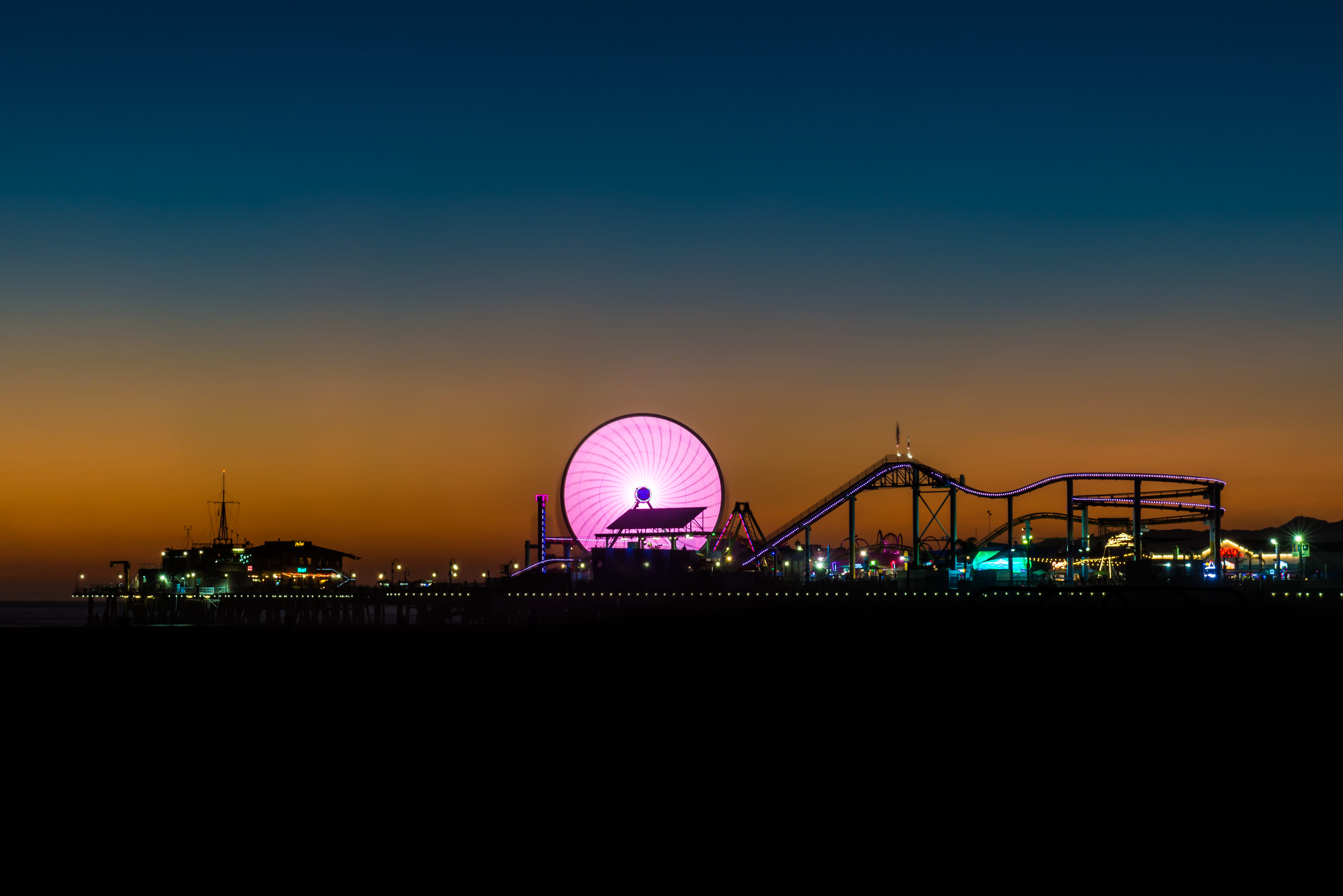 silhouette, illuminated, s, sky, dark, city, nature, architecture, ferris wheel, night, arts culture and entertainment, nightlife, london, traveling carnival, HD Wallpaper