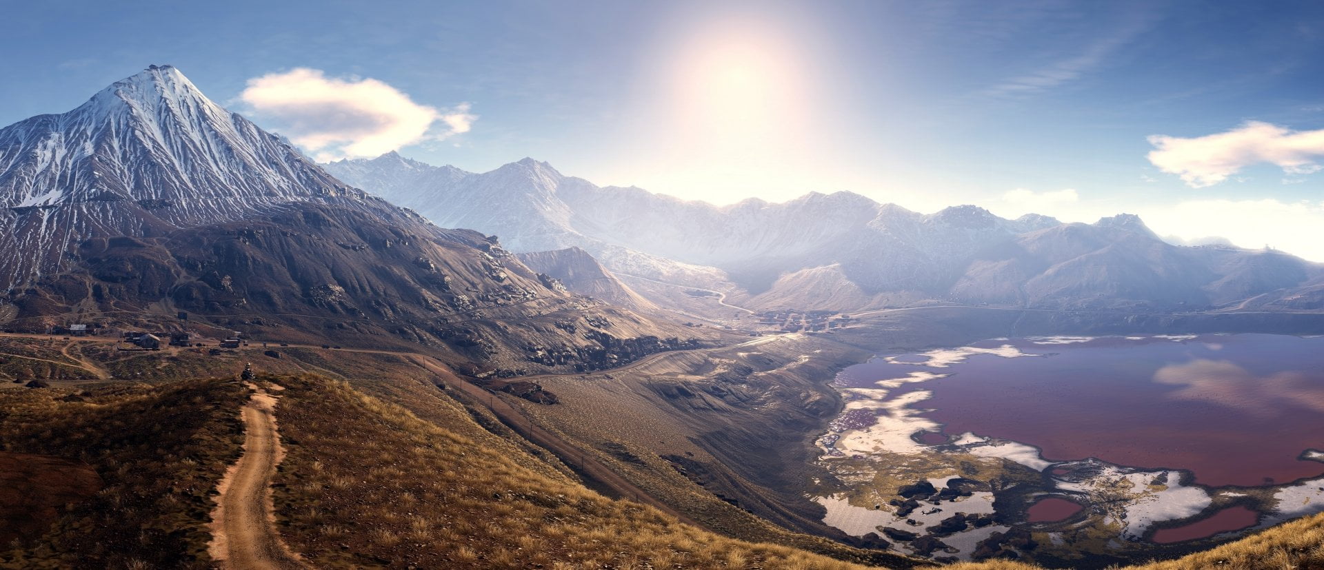 Video Game, Mountain, Landscape, beauty in nature, nature, cloud - sky, outdoors, tranquil scene, environment, sunlight, travel, brightly lit, travel destinations, HD Wallpaper