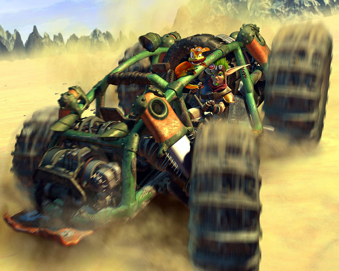 no people, cartoon, agriculture, car, outdoors, agricultural machinery, plant, speed, nature, wheel, field, dune, land vehicle, 720P, How and Daxter, HD Wallpaper