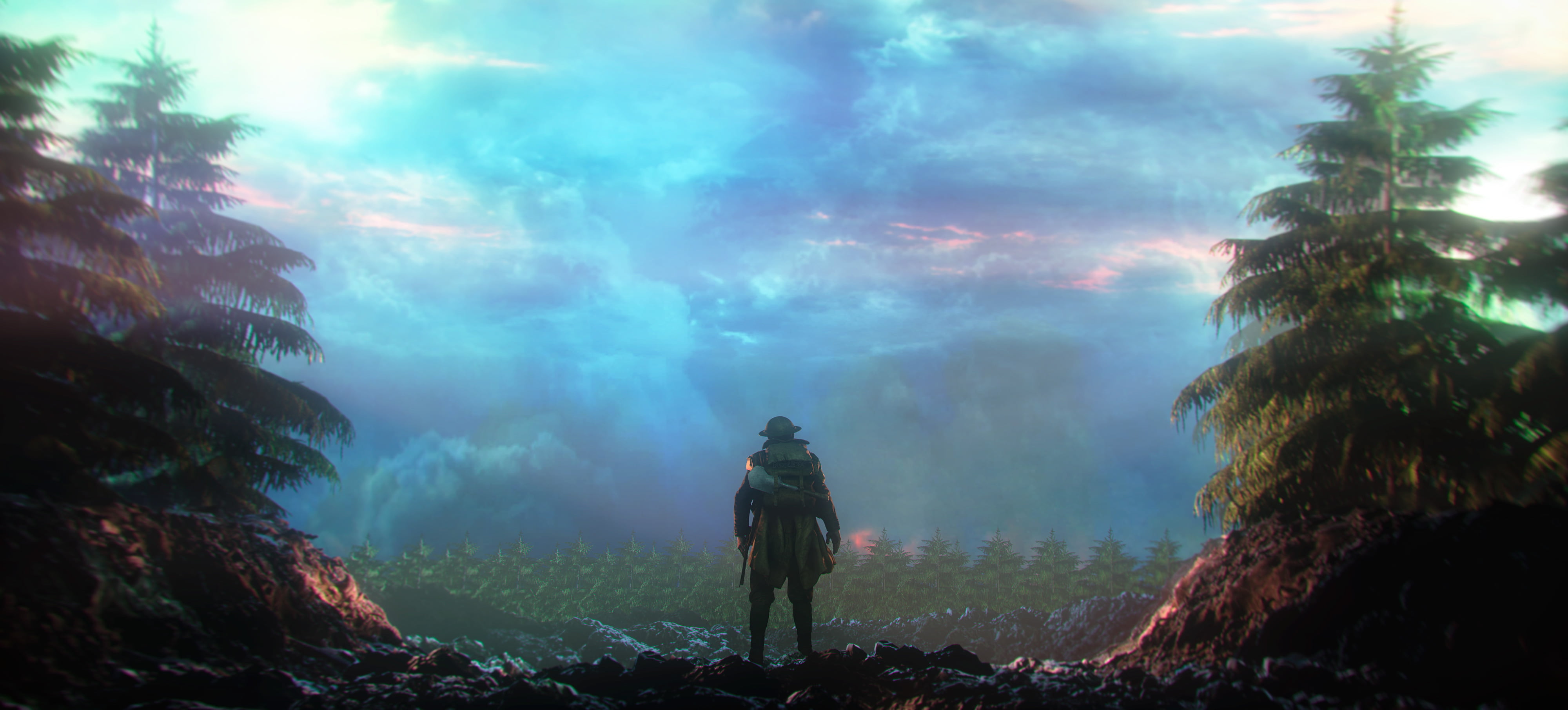 prey, looking at view, full length, rear view, hd, 4k, 2017 games, one person, deviantart, nature, rock - object, fog, artwork, land, real people, leisure activity, HD Wallpaper