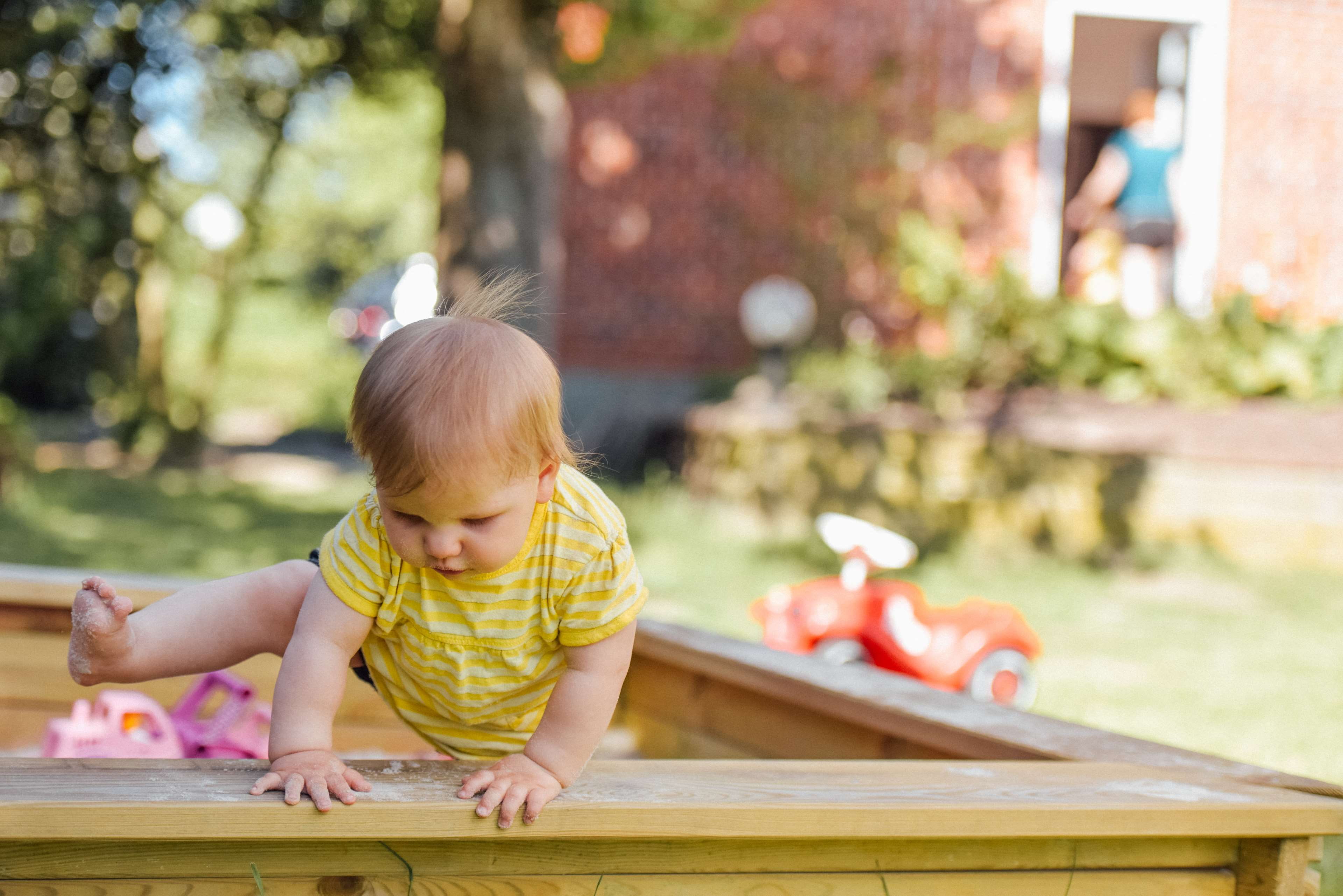 childhood, looking, walking, kid, playing, innocence, babyhood, front view, holding, looking down, young, hair, sun, summer, child, day, blond hair, sandbox, HD Wallpaper