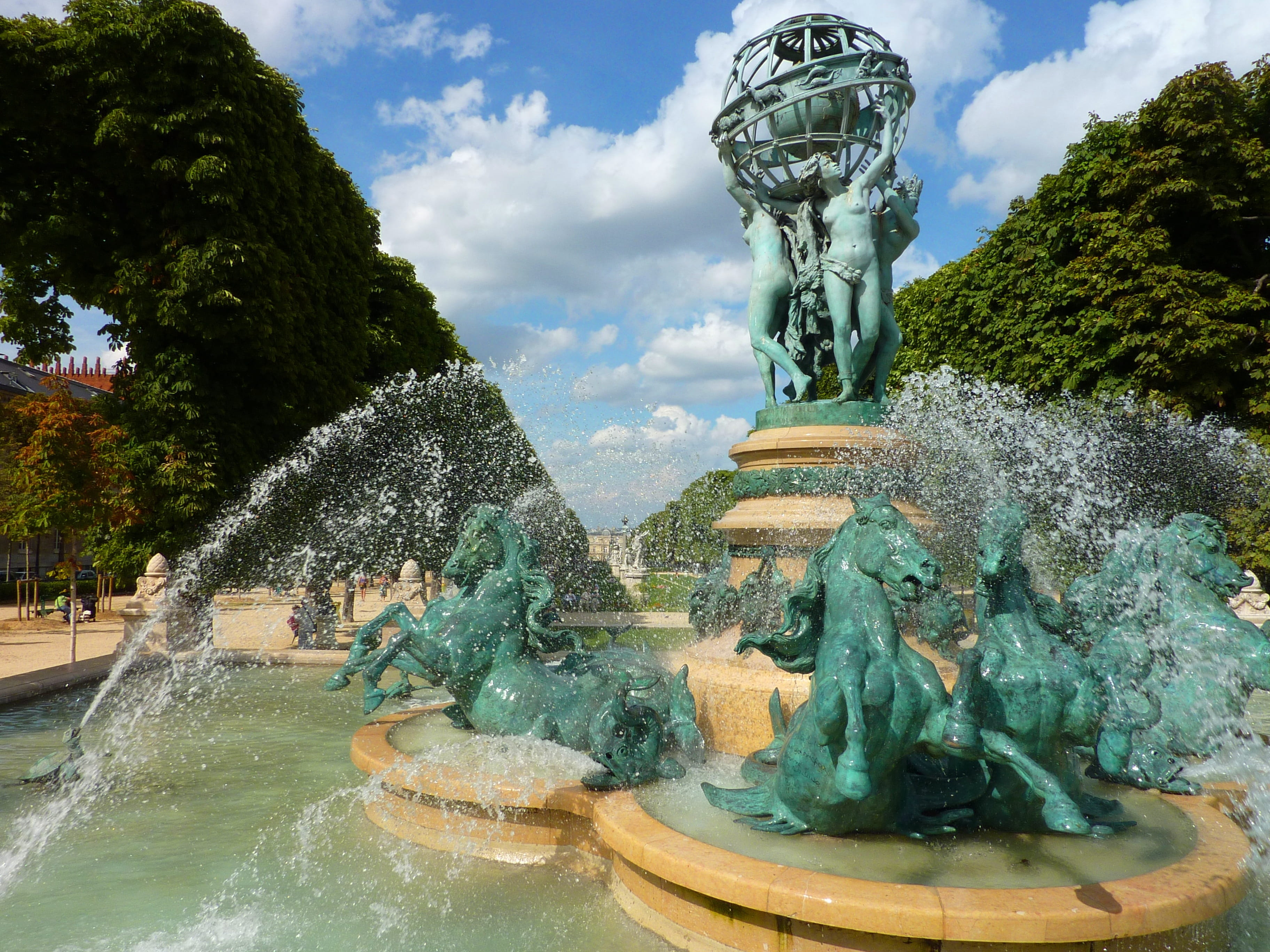 day, representation, built structure, Water, stone sculpture, achitecture, stone, Fountain, creativity, plant, art and craft, flowing, art, figure, sculpture, HD Wallpaper