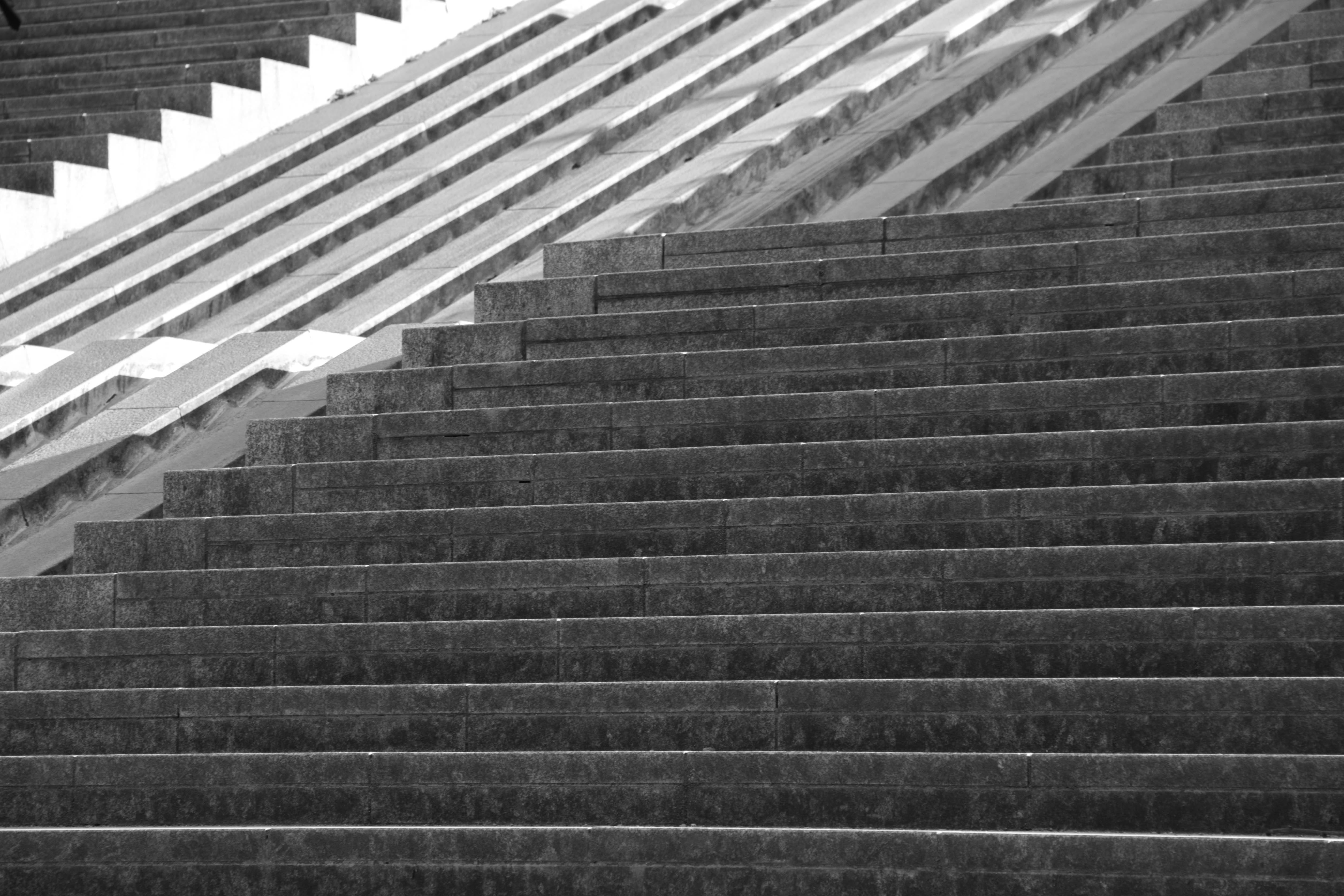 outdoors, railing, wall, staircase, bercy, repetition, 4K, elevation, built structure, paris, no people, stairs, moving Up, nature, building, direction, HD Wallpaper