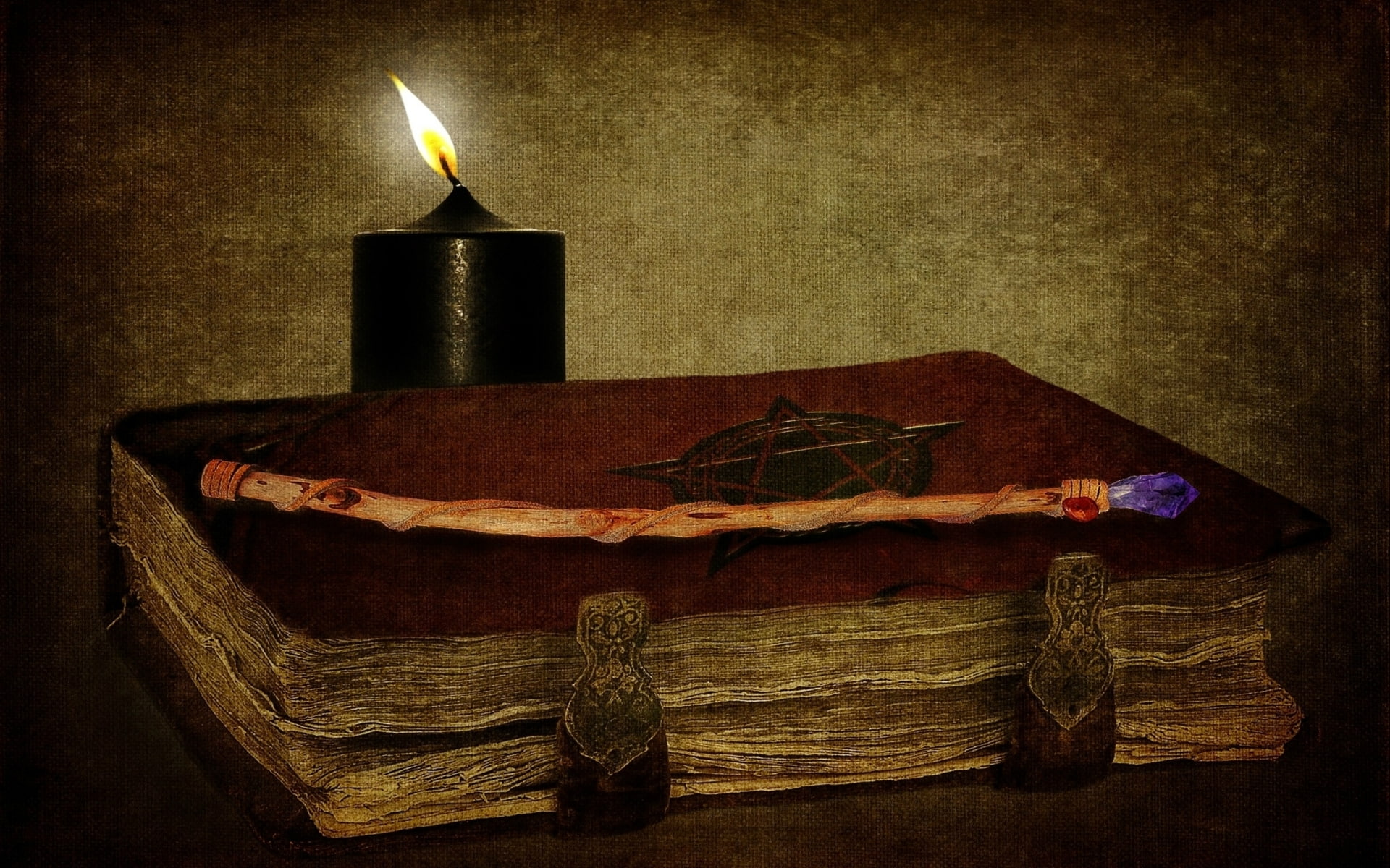 horror, occult, witch, art, Dark, 1080P, Gothic, Book, spell, candles, HD Wallpaper