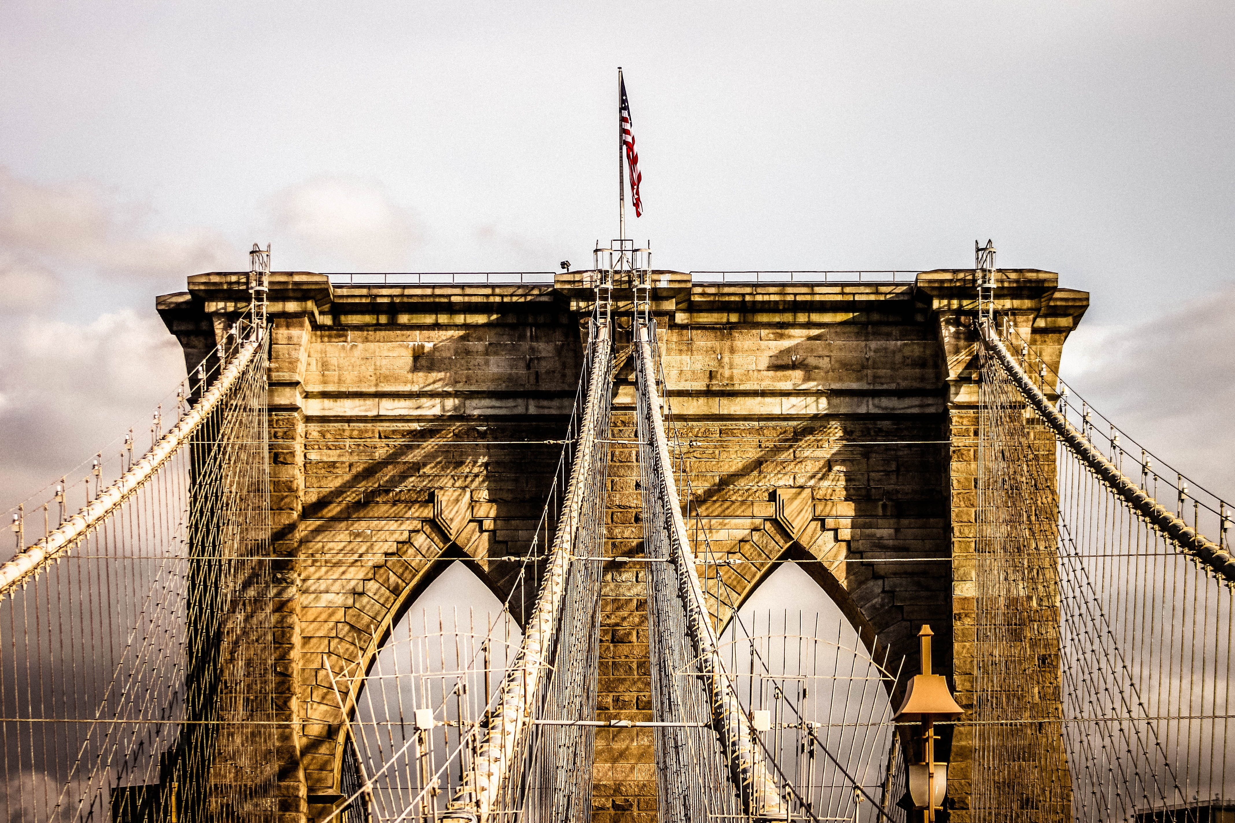 built structure, cloud - sky, day, bridge - man made structure, new, nature, sky, travel, 4K, new york, connection, nyc, travel destinations, ny, brooklyn, HD Wallpaper