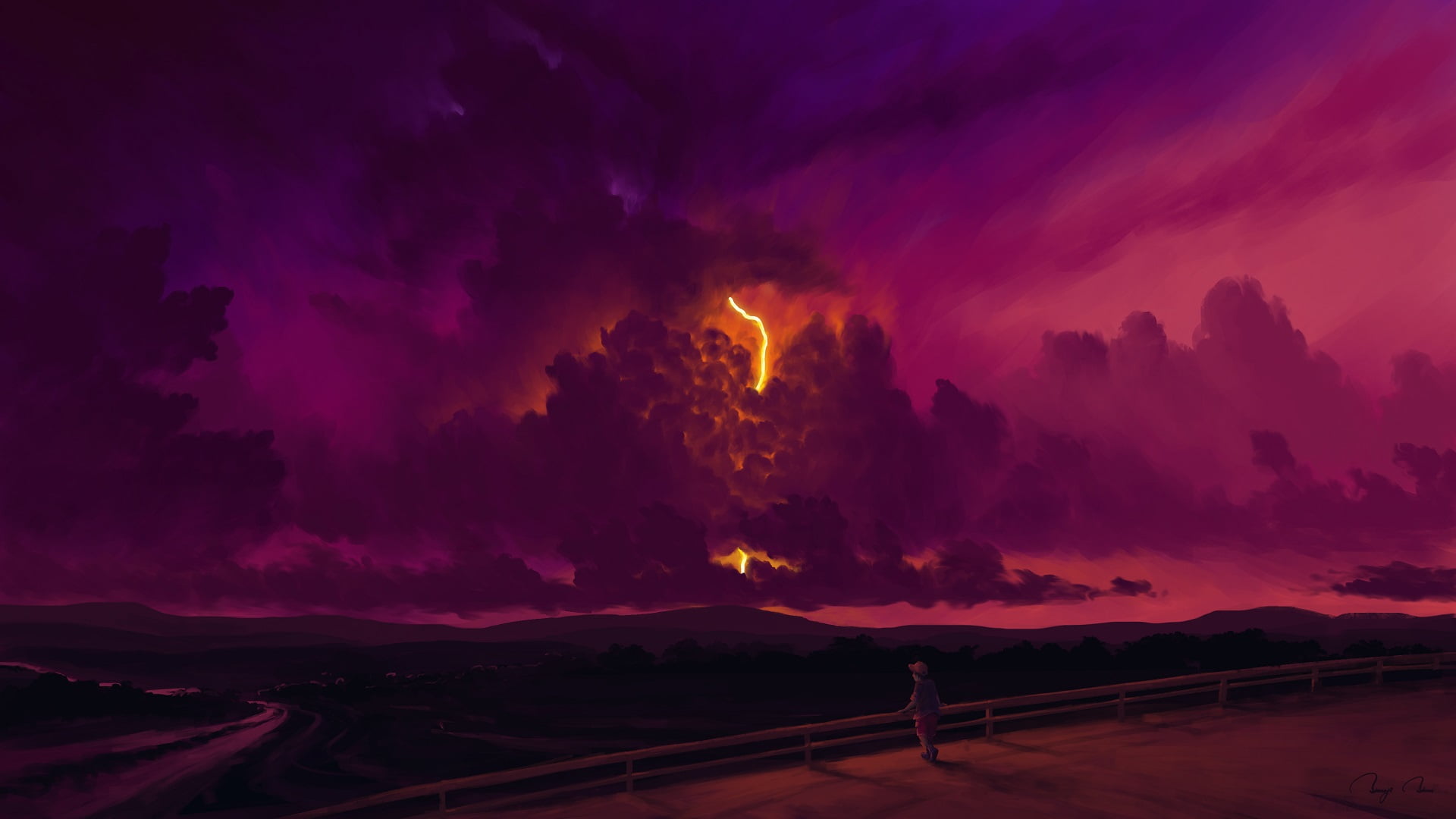 clouds, BisBiswas, 1080P, artwork, digital painting, sky, landscape, HD Wallpaper