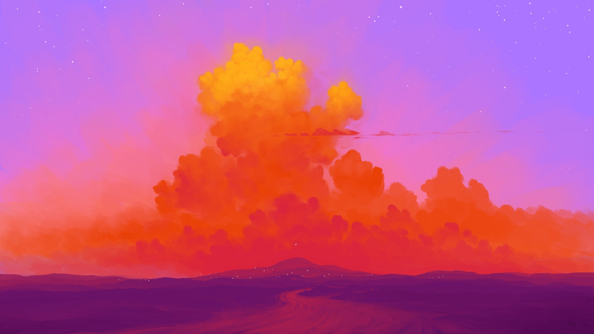 1080P, BisBiswas, landscape, sky, clouds, digital painting, HD Wallpaper