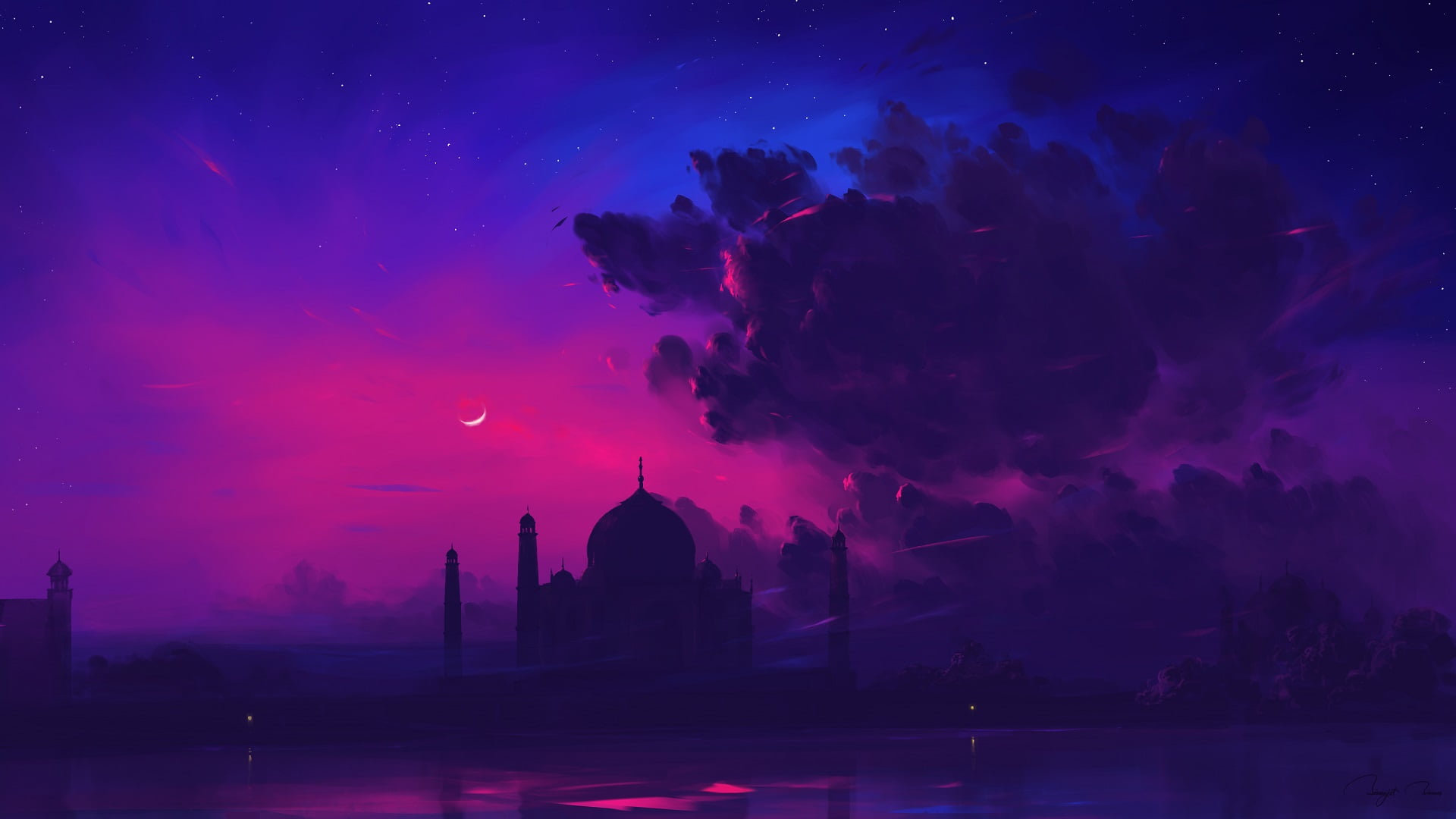 1080P, digital art, BisBiswas, landscape, Taj Mahal, HD Wallpaper