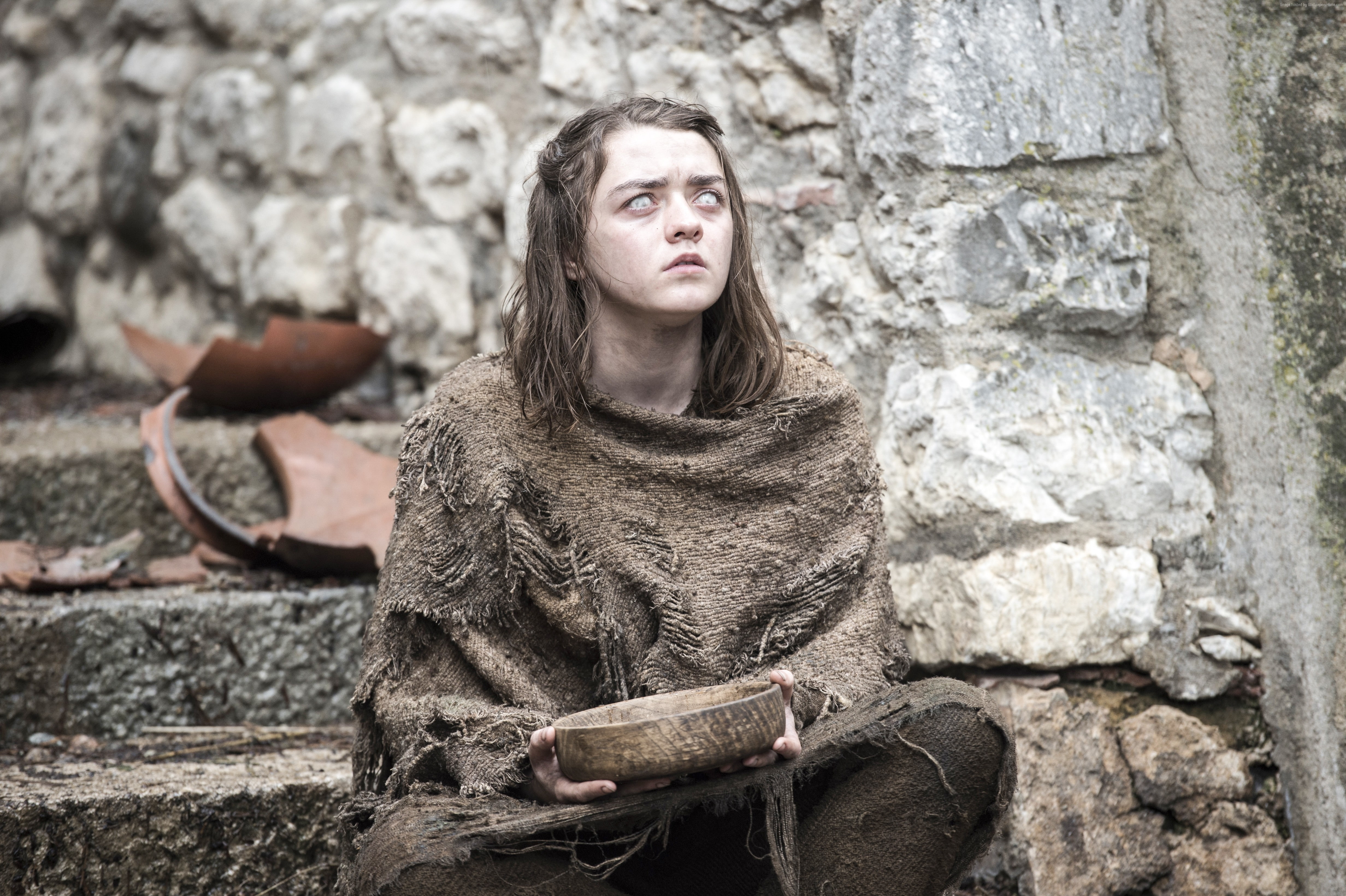 depression - sadness, outdoors, Game of Thrones, young adult, hairstyle, stone wall, wall, looking away, 6 seson, emotion, Best TV Series, waist up, one person, HD Wallpaper