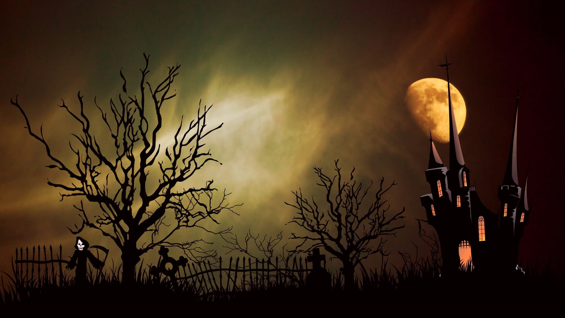 cloud - sky, 1080P, light, building, castle, nature, dusk, back lit, electric lamp, night, lighting equipment, bare tree, sky, silhouette, illuminated, HD Wallpaper