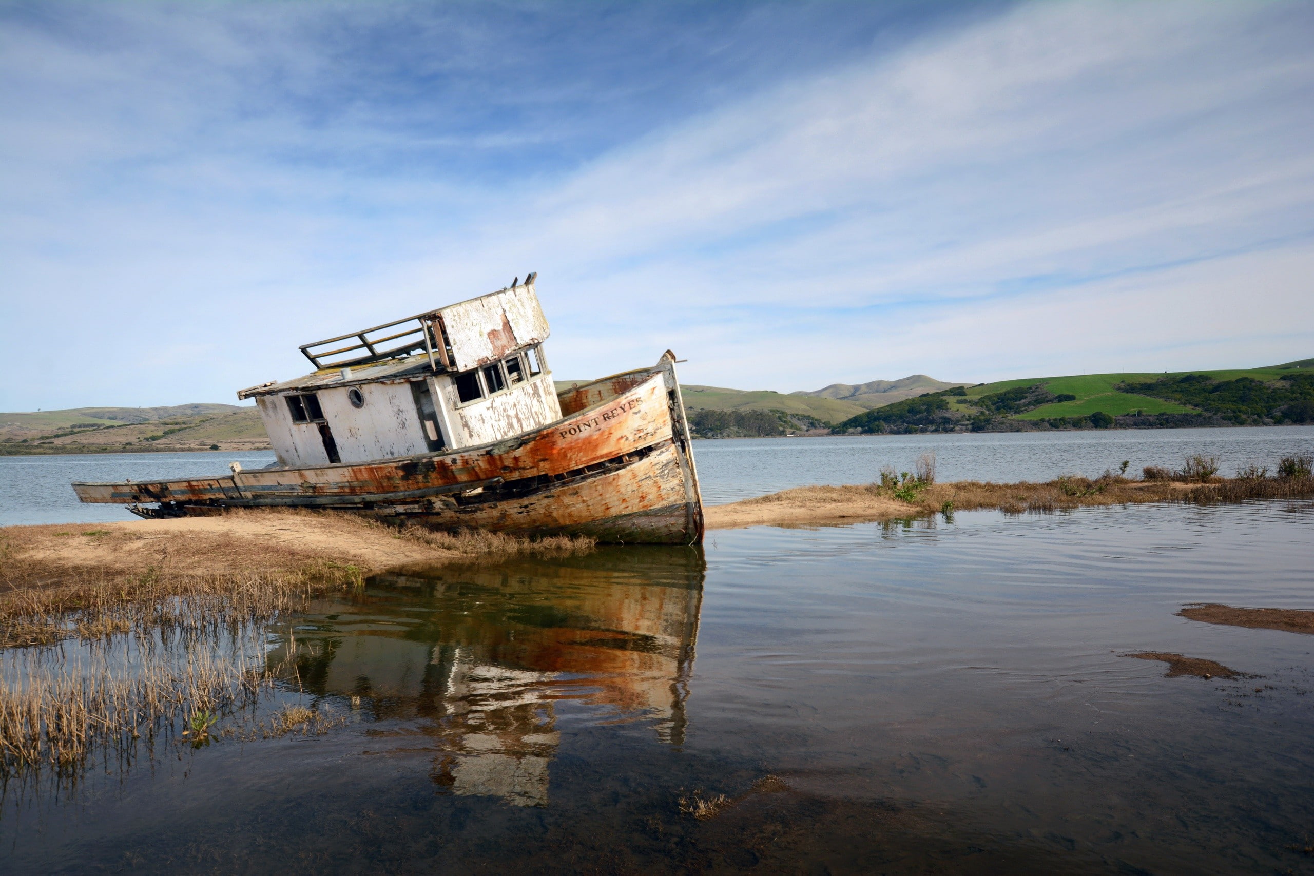 boat, California, vehicle, wreck, Point Reyes, 2K, HD Wallpaper